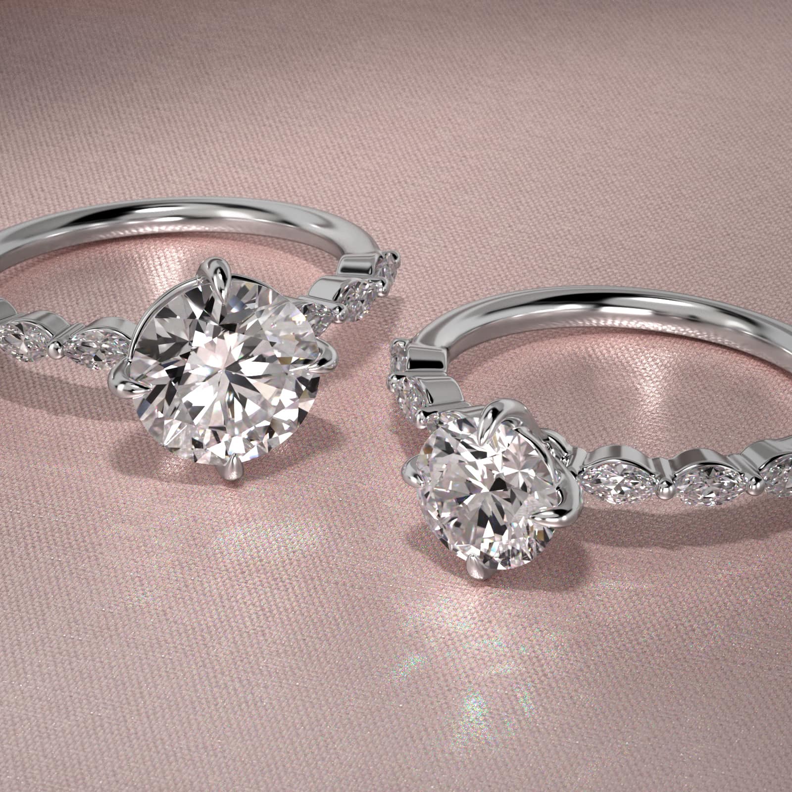 Marquise Cut Side Stone Diamond Shared Prong Engagement Ring In Platinum