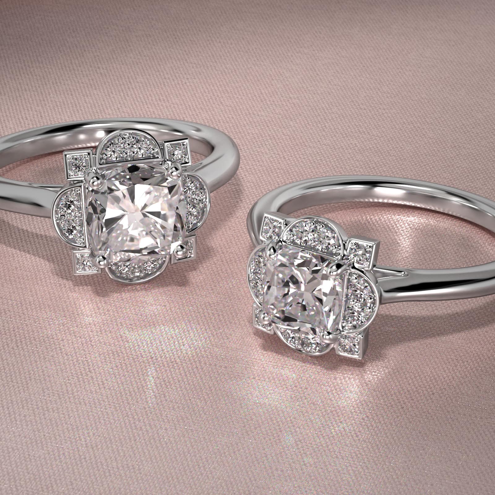 Art Deco Inspired Frame Vintage-Style Engagement Ring In Platinum