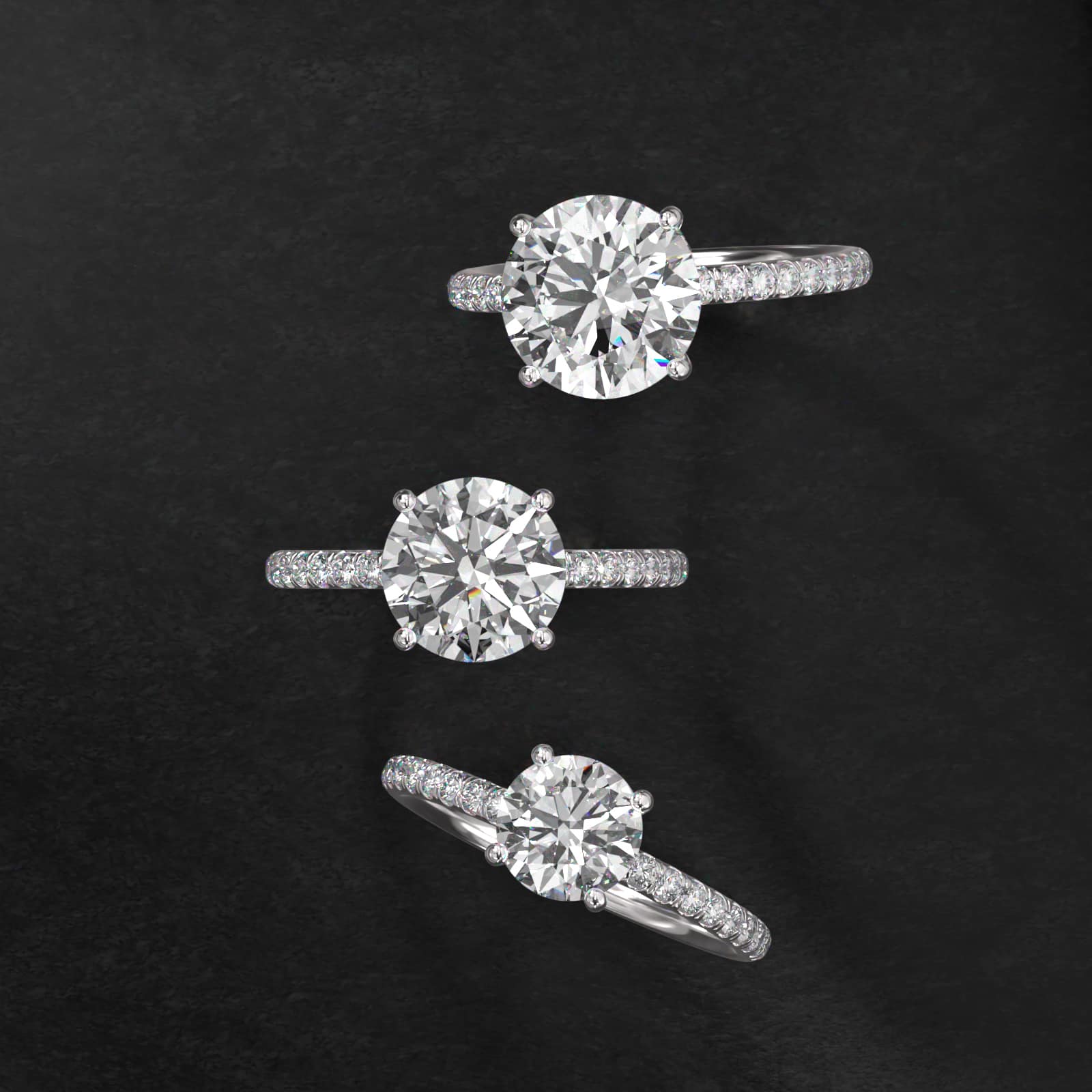 14K White Gold Hidden Halo Pavé Engagement Ring