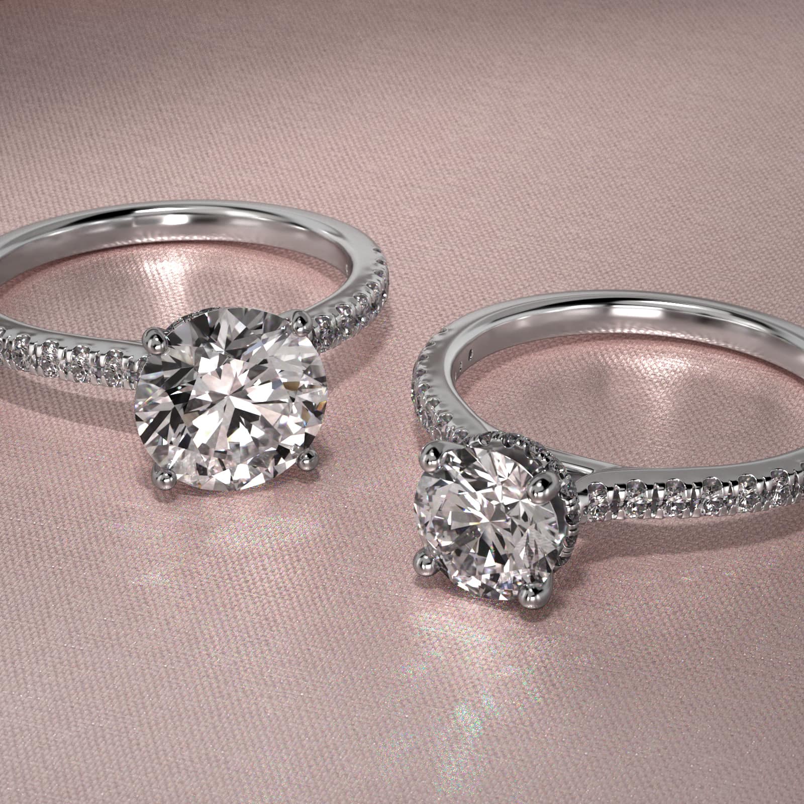Platinum Hidden Halo Pavé Cathedral Engagement Ring