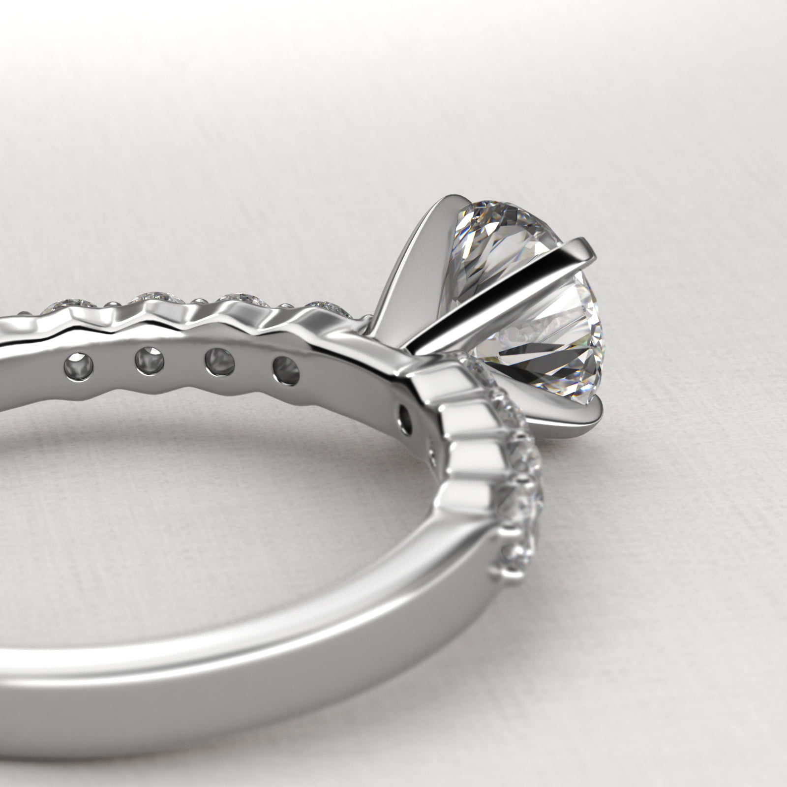 Classic Eight Round Side Stone Diamond Engagement Ring In Platinum