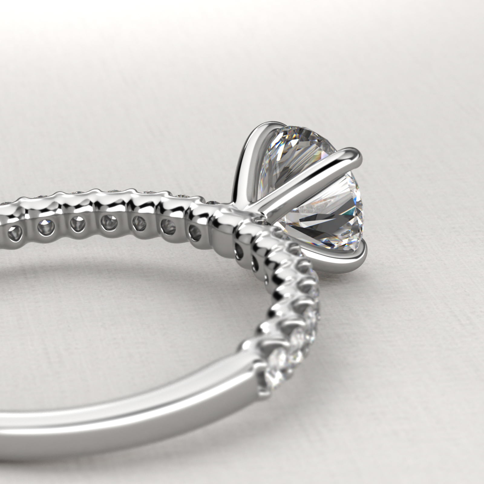 Petite Contour Side Stone Diamond Shared Prong Engagement Ring In Platinum