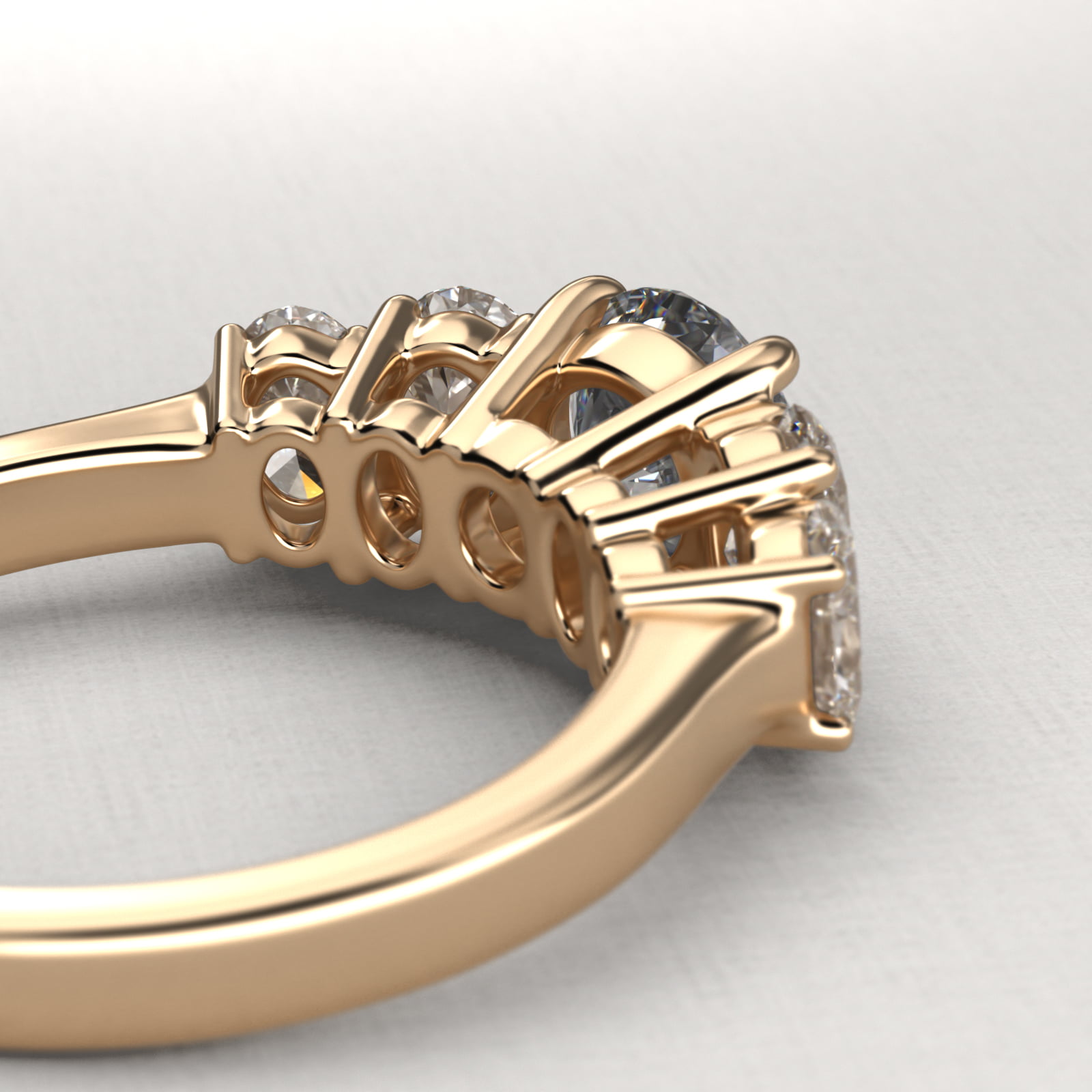 Four Oval Cut Side Stone Diamond Engagement Ring In 18K Yellow Gold