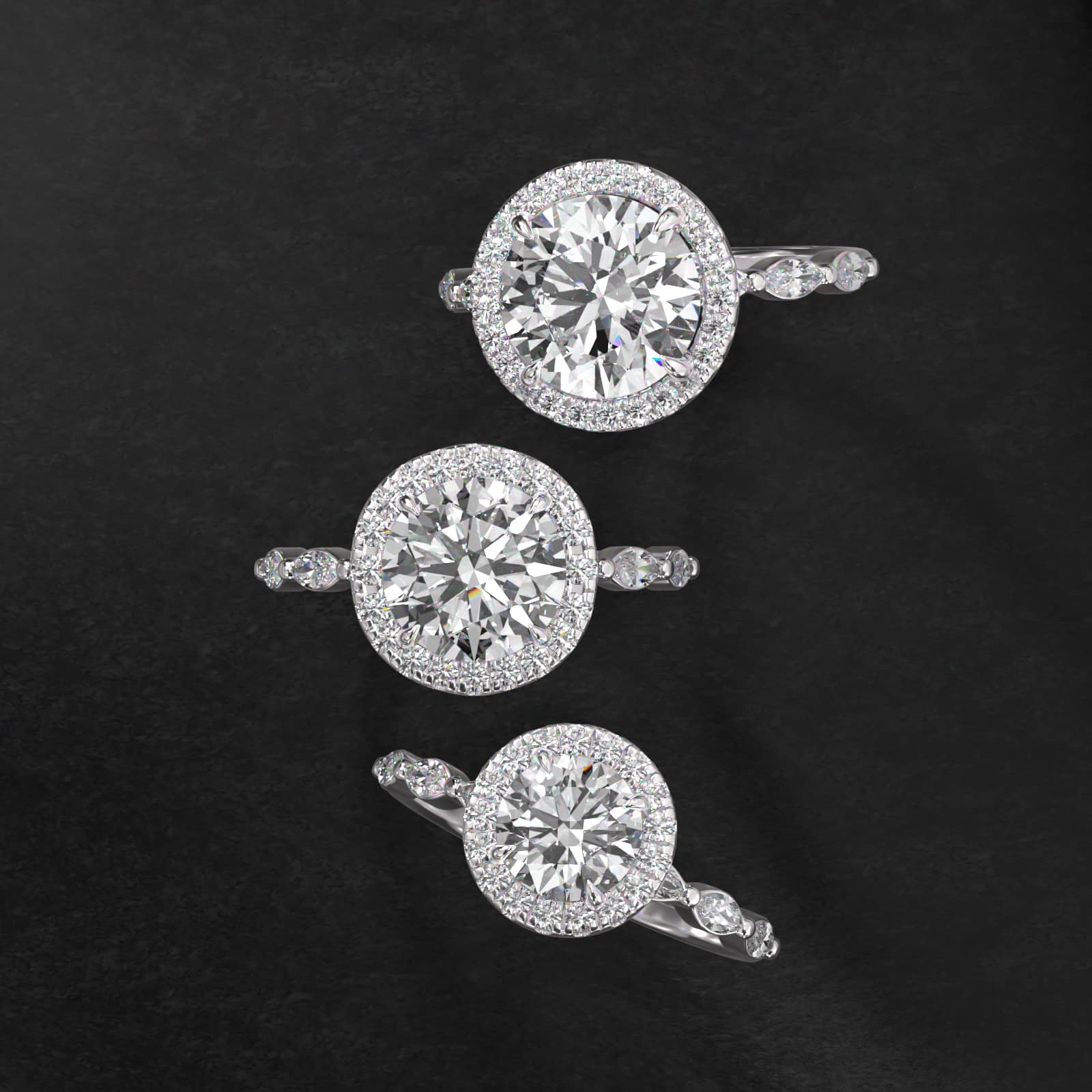 Marquise Row Diamond Halo Engagement Ring In Platinum