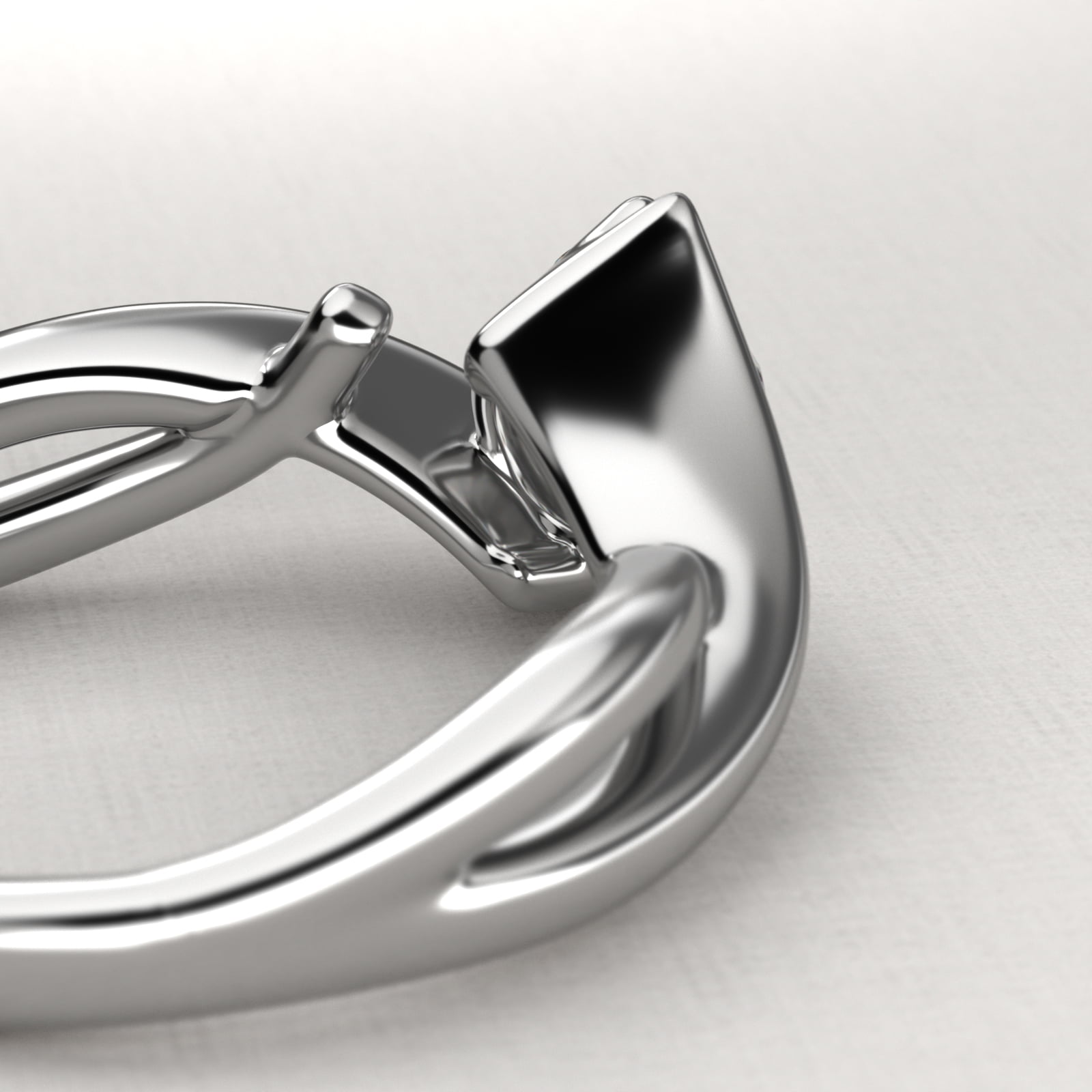 Platinum Ribbon Bypass Solitaire Engagement Ring