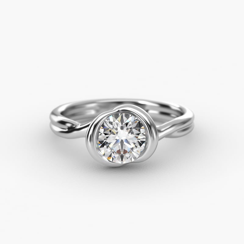 Half Bezel Knot Solitaire Engagement Ring In Platinum