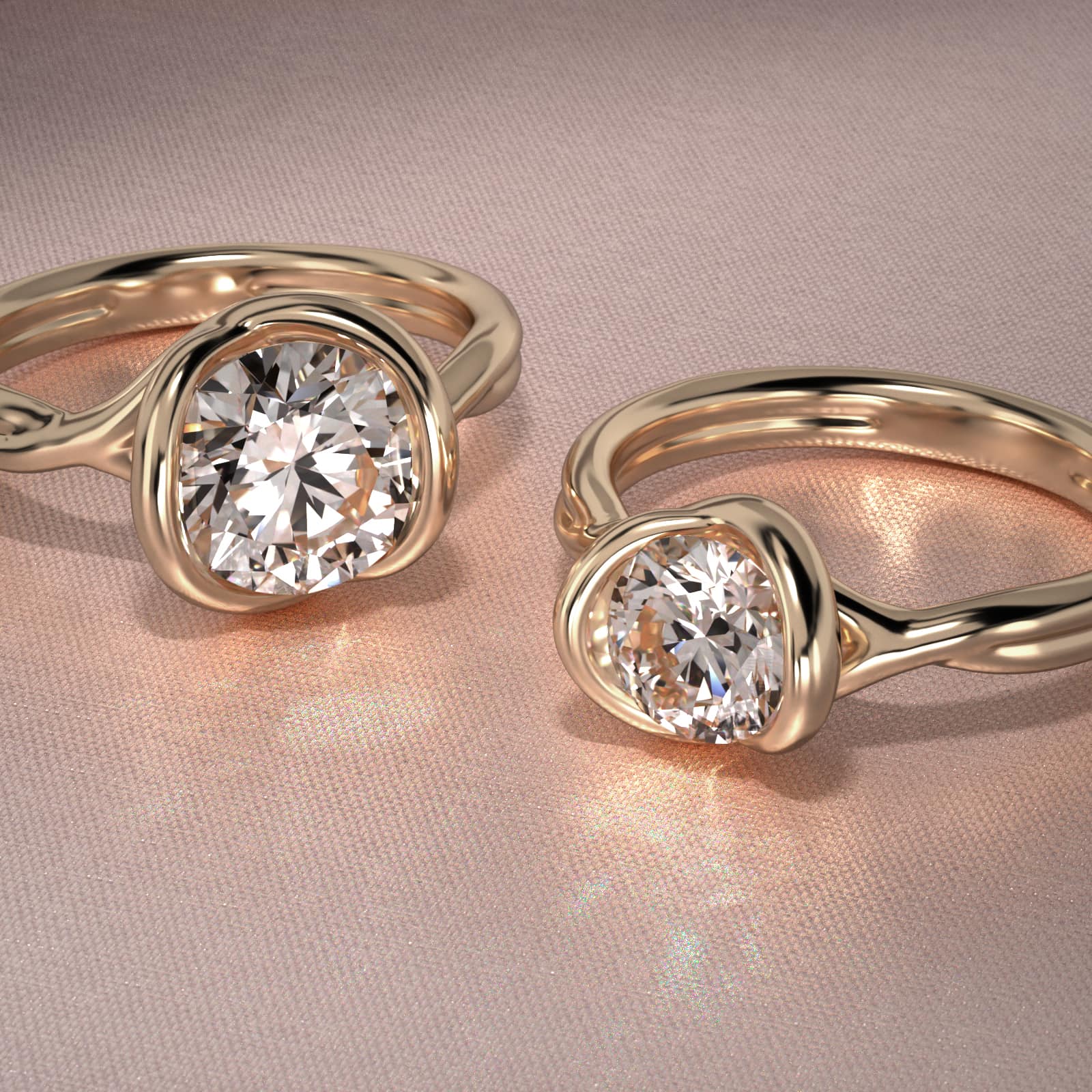 Half Bezel Knot Solitaire Engagement Ring In 18K Yellow Gold