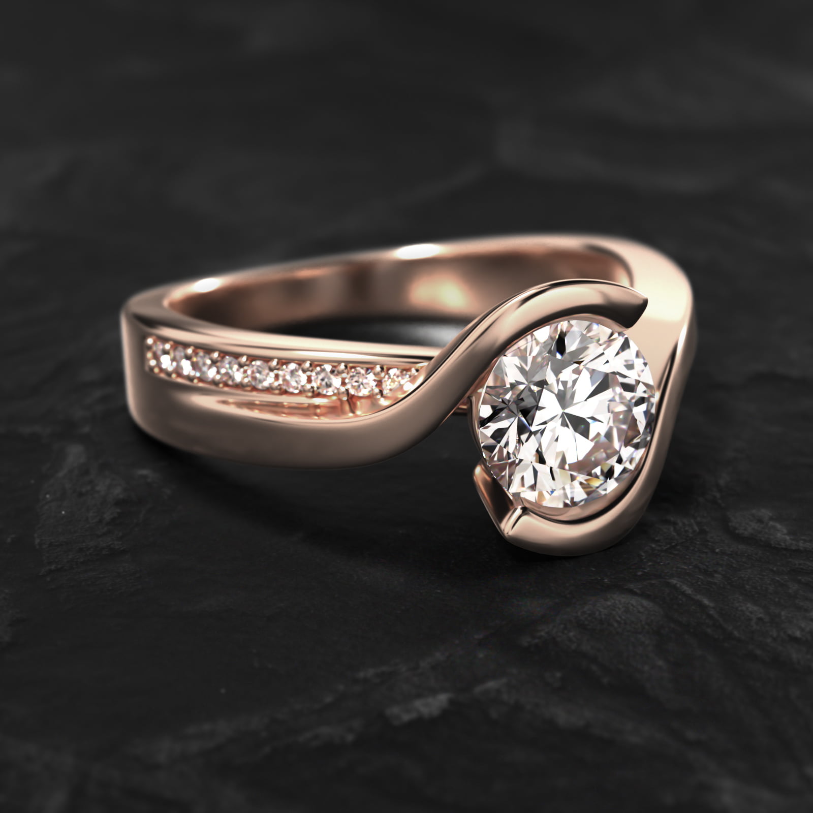 Intertwined Bypass Tension Engagement Ring In 14K Rose Gold