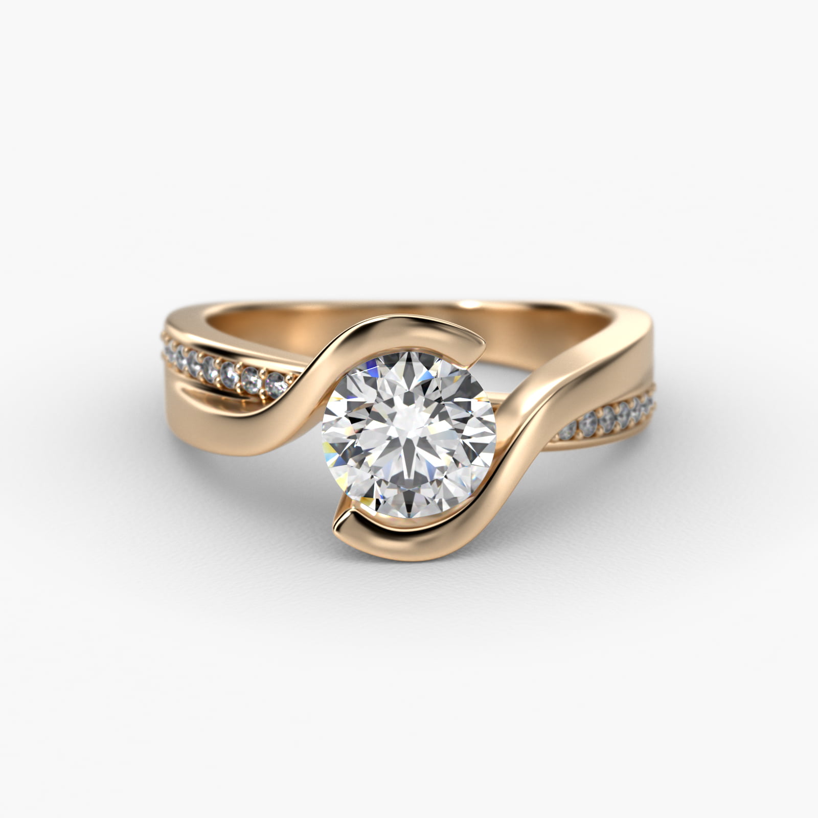 Intertwined Bypass Tension Engagement Ring In 18K Yellow Gold