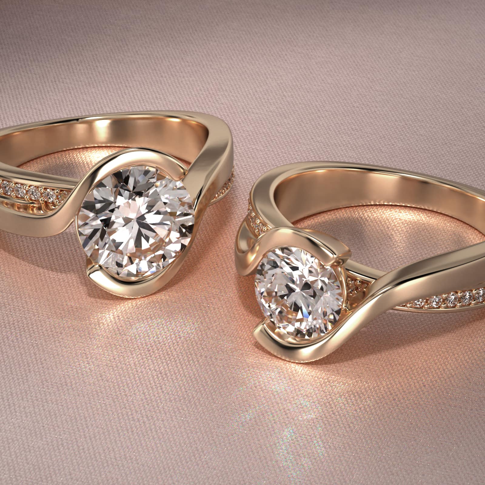 Intertwined Bypass Tension Engagement Ring In 14K Yellow Gold