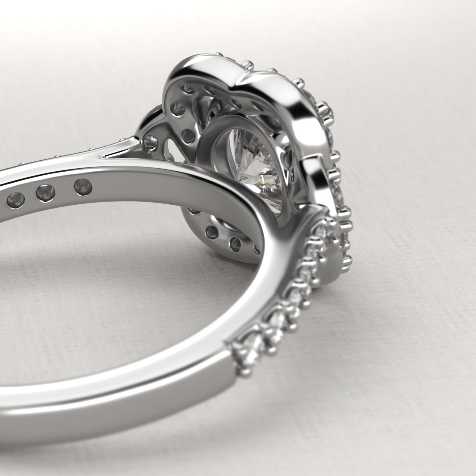 Pavé Clover Vintage-Style Engagement Ring In Platinum