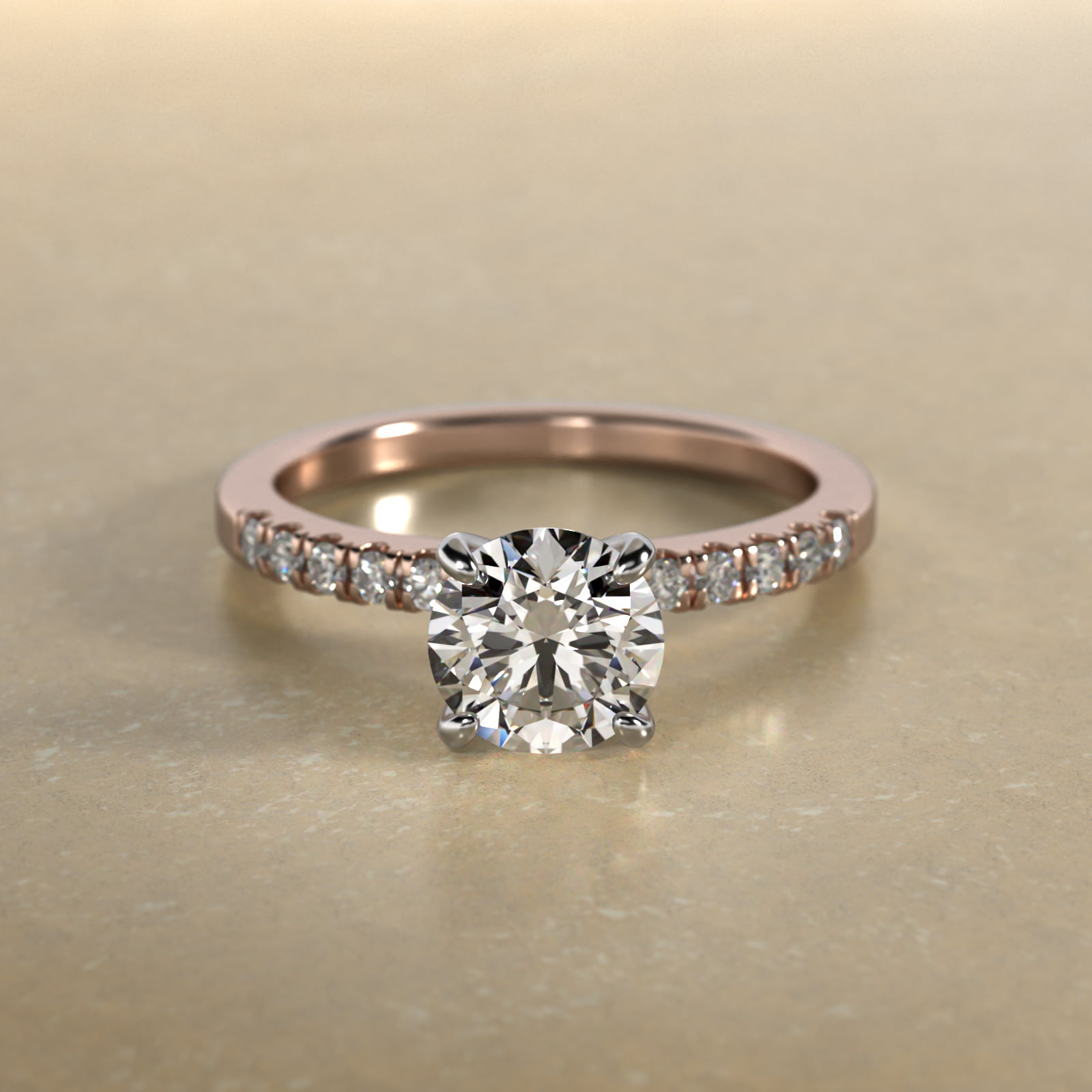 MicroPavé Diamond Engagement Ring In 14K Rose Gold