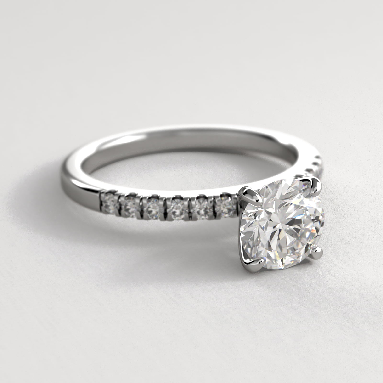 MicroPavé Diamond Engagement Ring In 14K White Gold