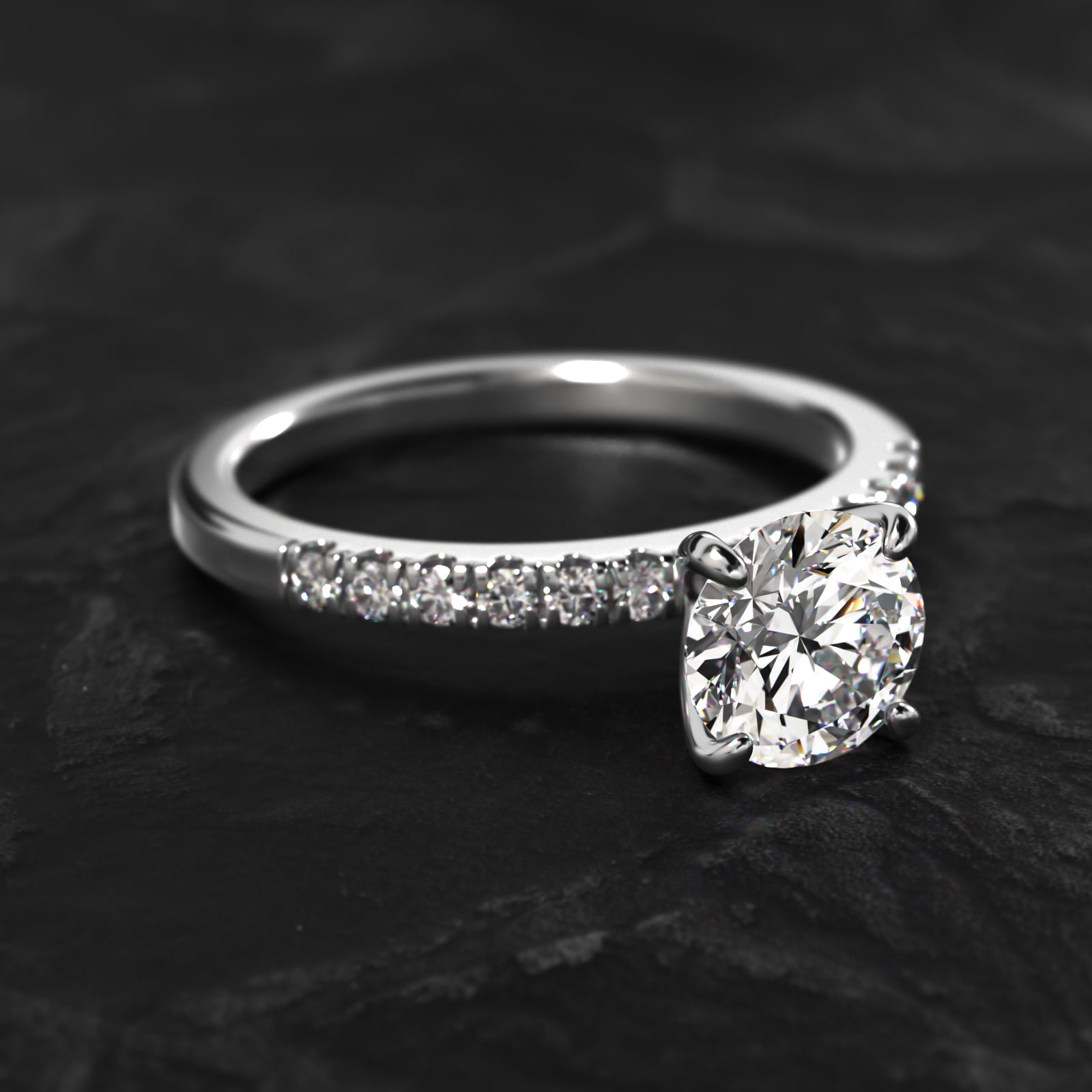 MicroPavé Diamond Engagement Ring In Platinum