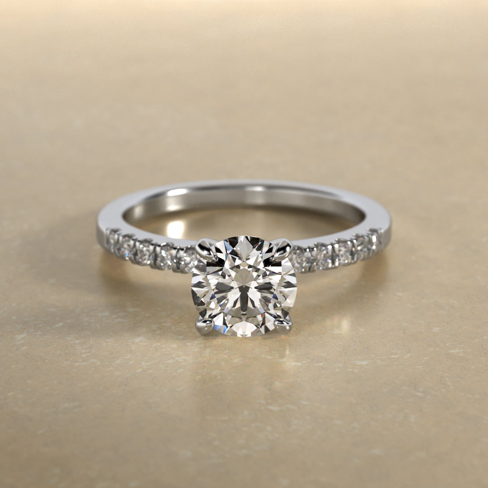 MicroPavé Diamond Engagement Ring In 18K White Gold