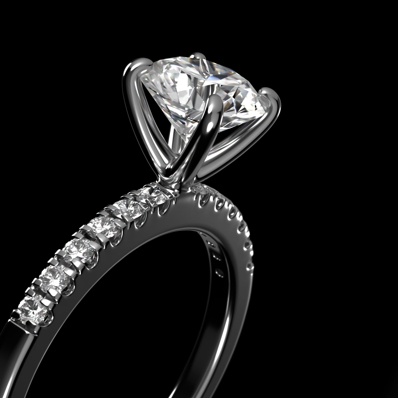 MicroPavé Diamond Engagement Ring In 14K White Gold