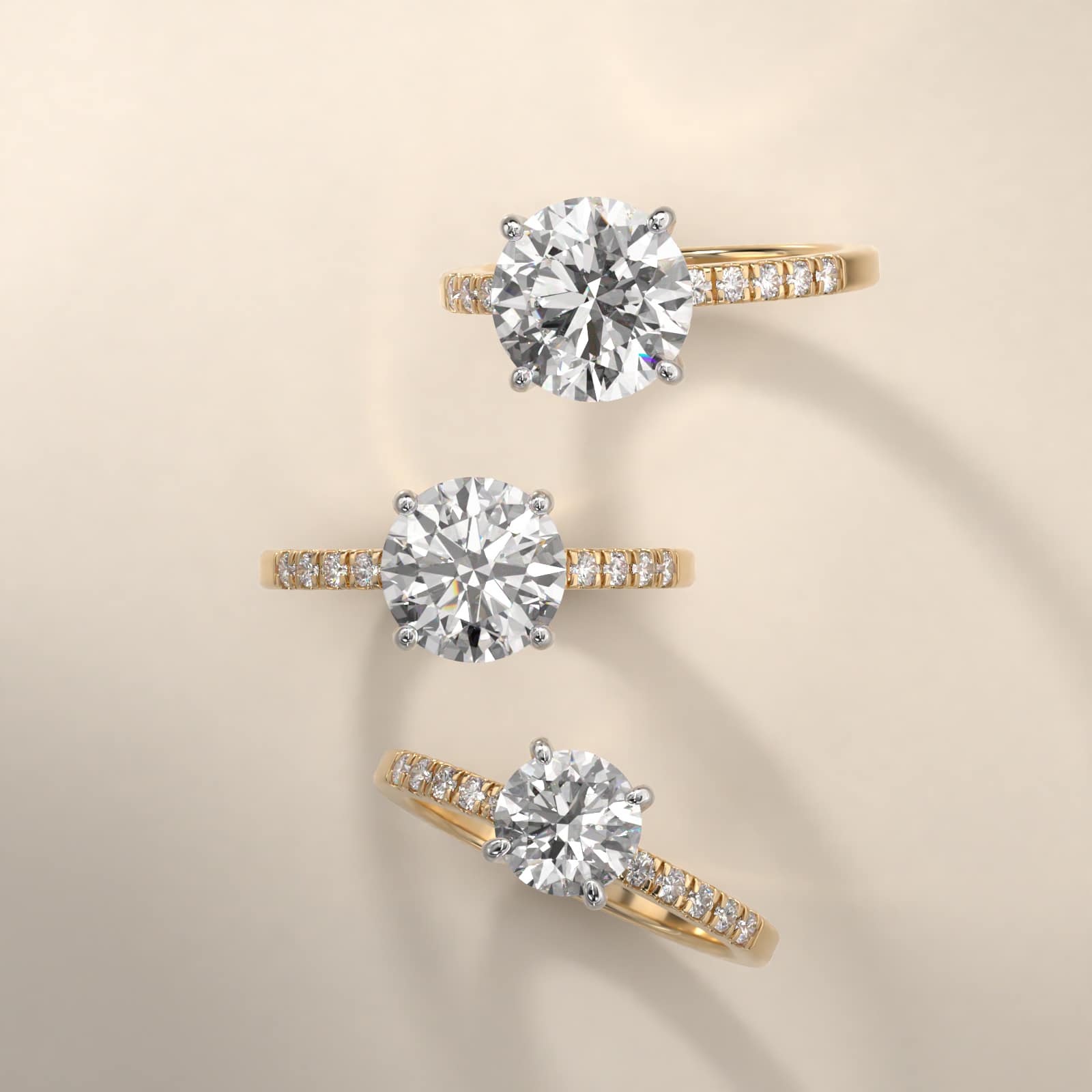 MicroPavé Diamond Engagement Ring In 14K Yellow Gold