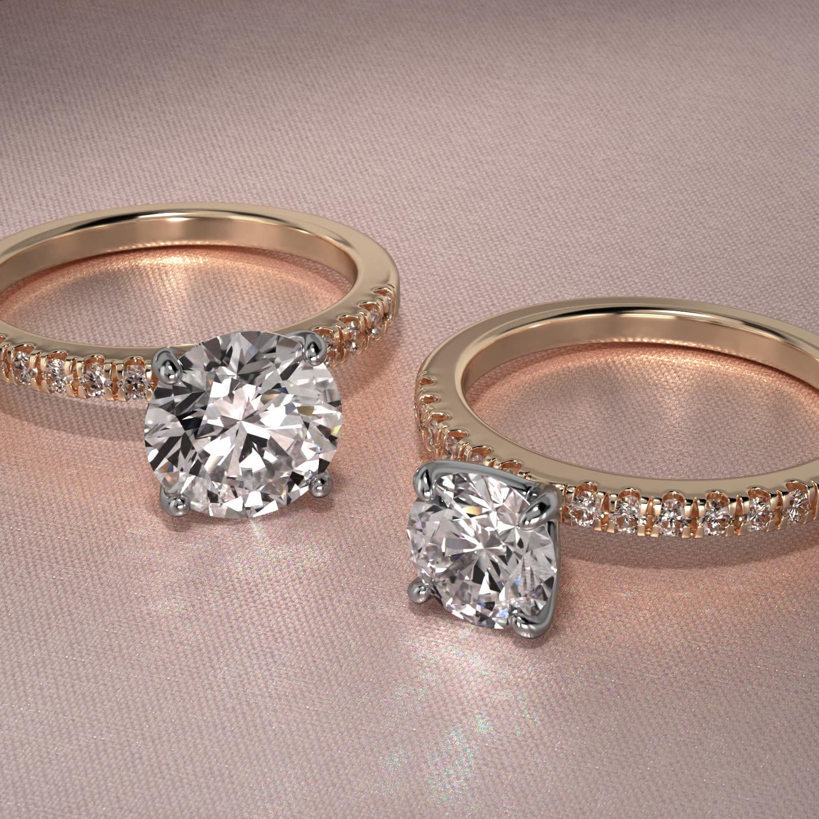 MicroPavé Diamond Engagement Ring In 18K Yellow Gold