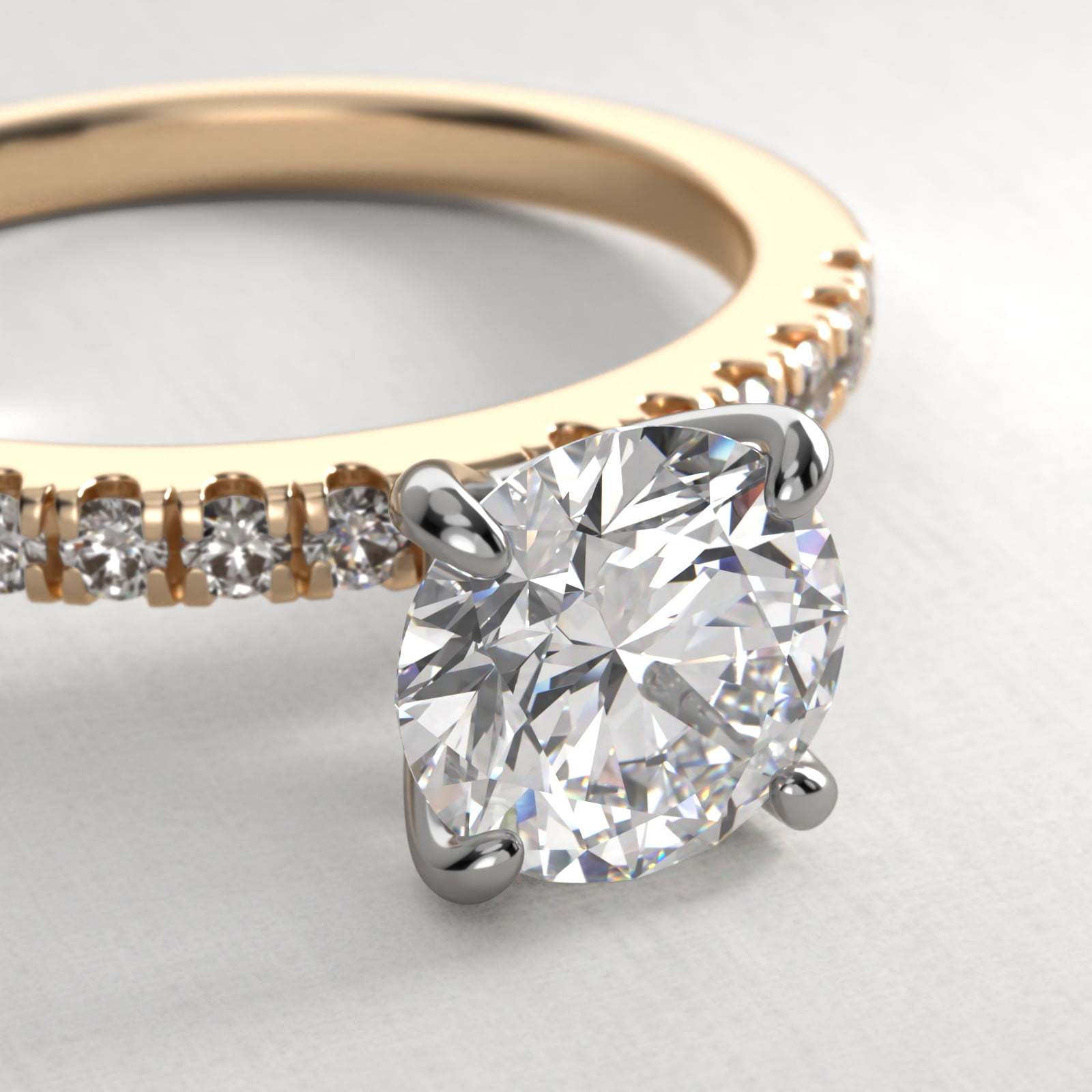 MicroPavé Diamond Engagement Ring In 18K Yellow Gold