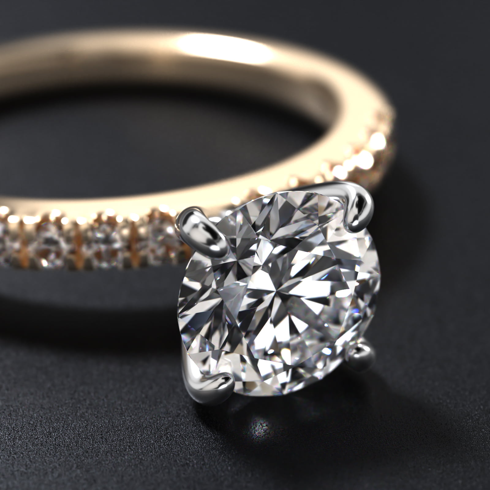 MicroPavé Diamond Engagement Ring In 14K Yellow Gold