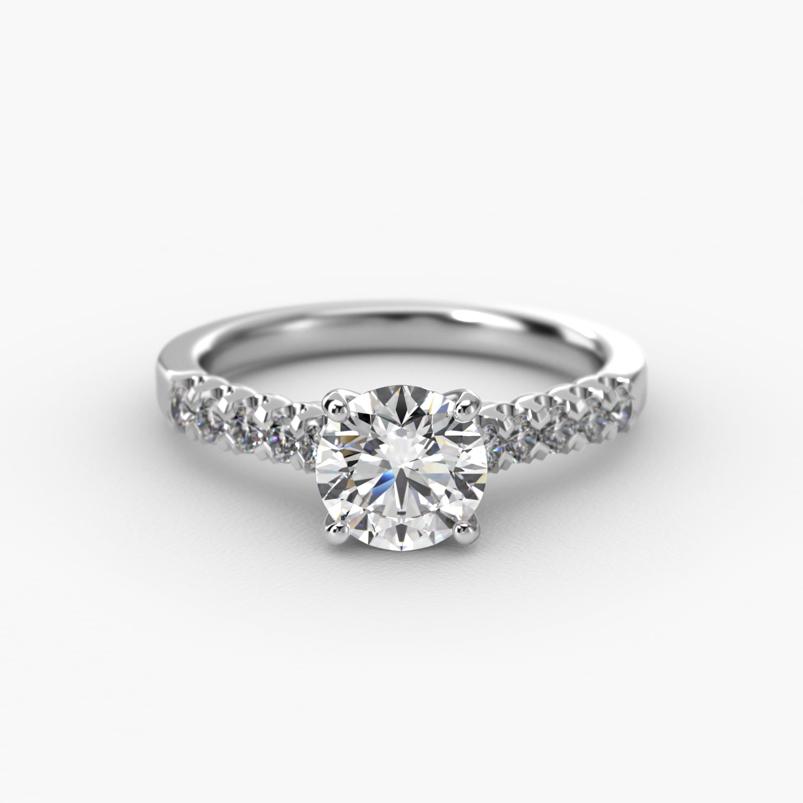 Fishtail Diamond Pavé Engagement Ring In Platinum