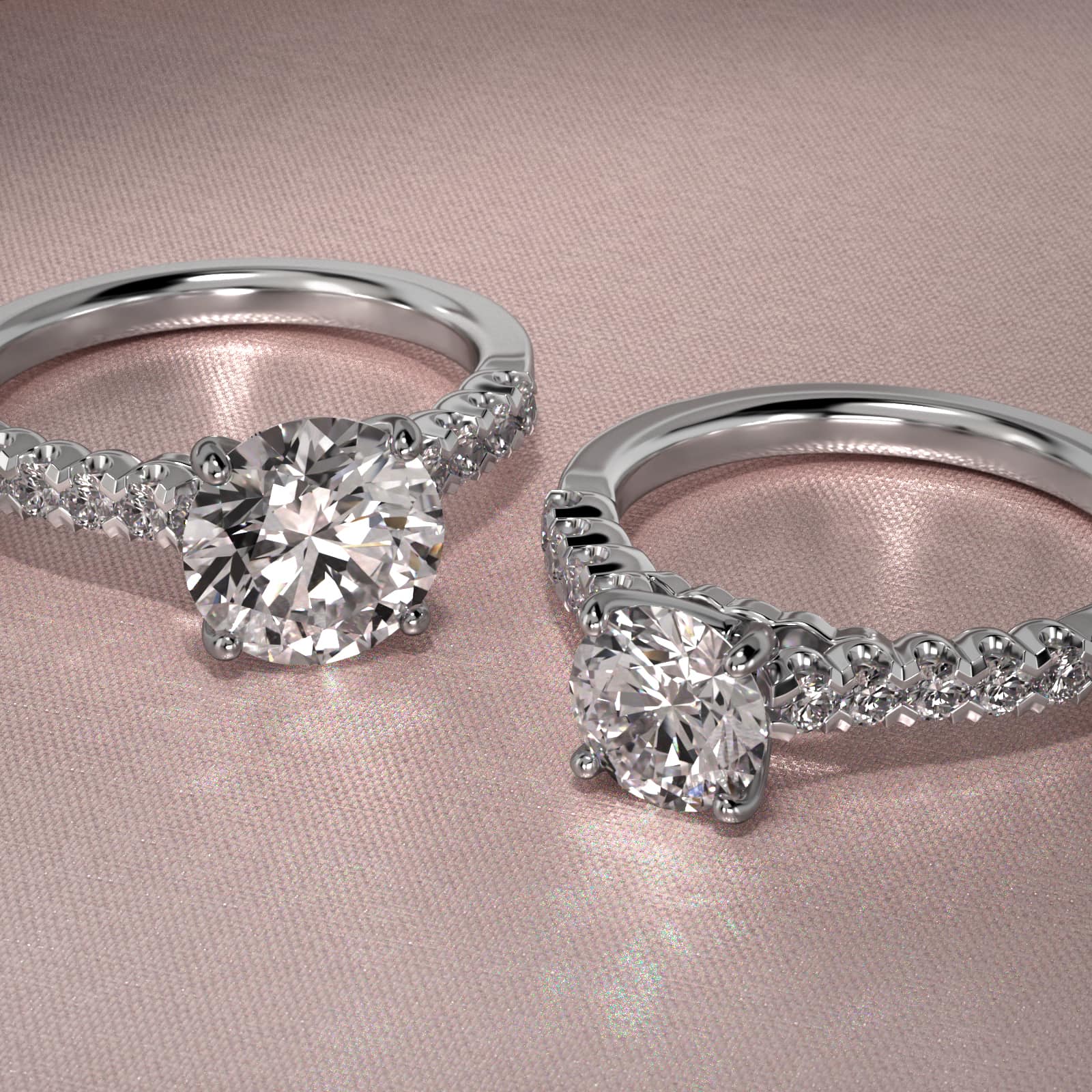 Fishtail Diamond Pavé Engagement Ring In 18K White Gold