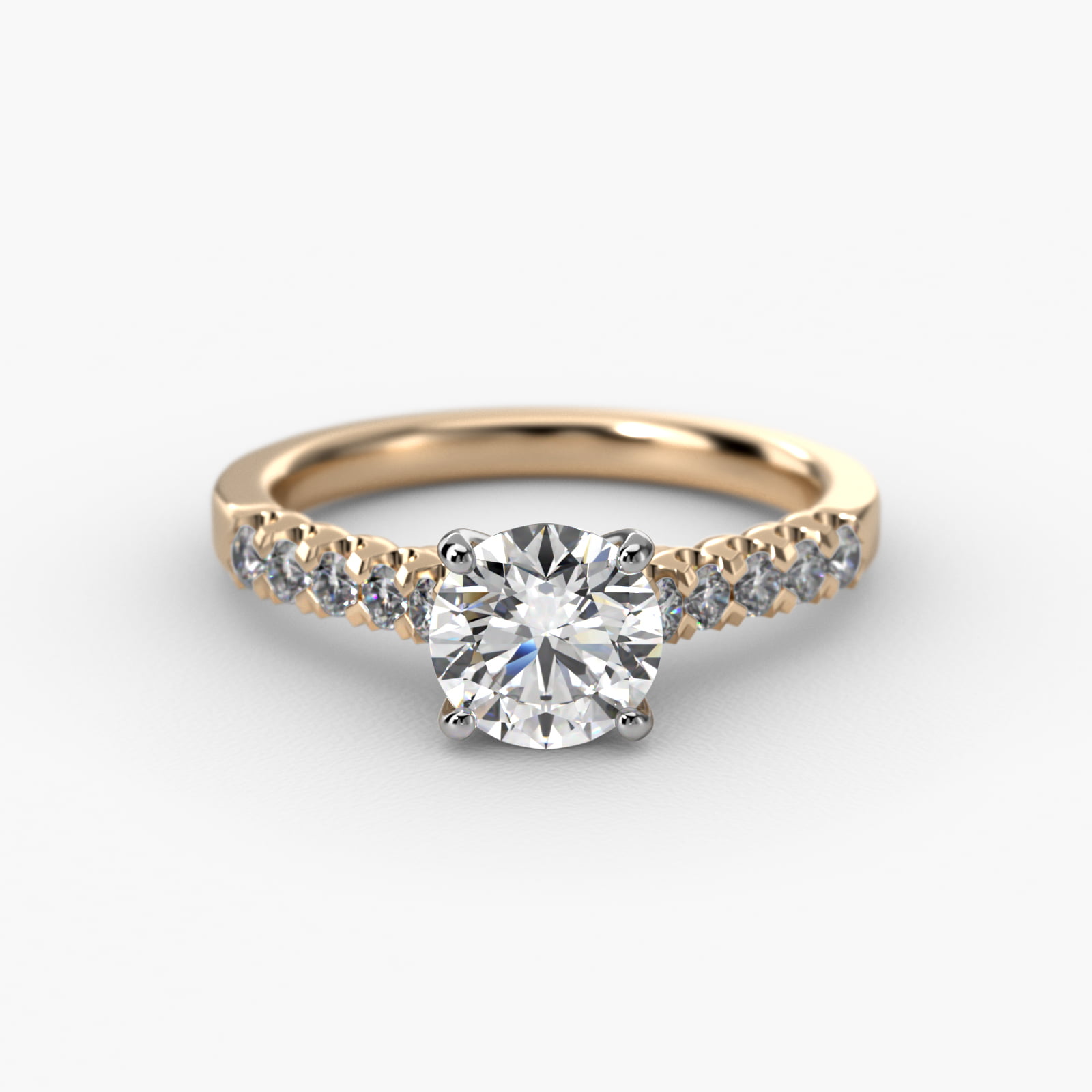 Fishtail Diamond Pavé Engagement Ring In 14K Yellow Gold