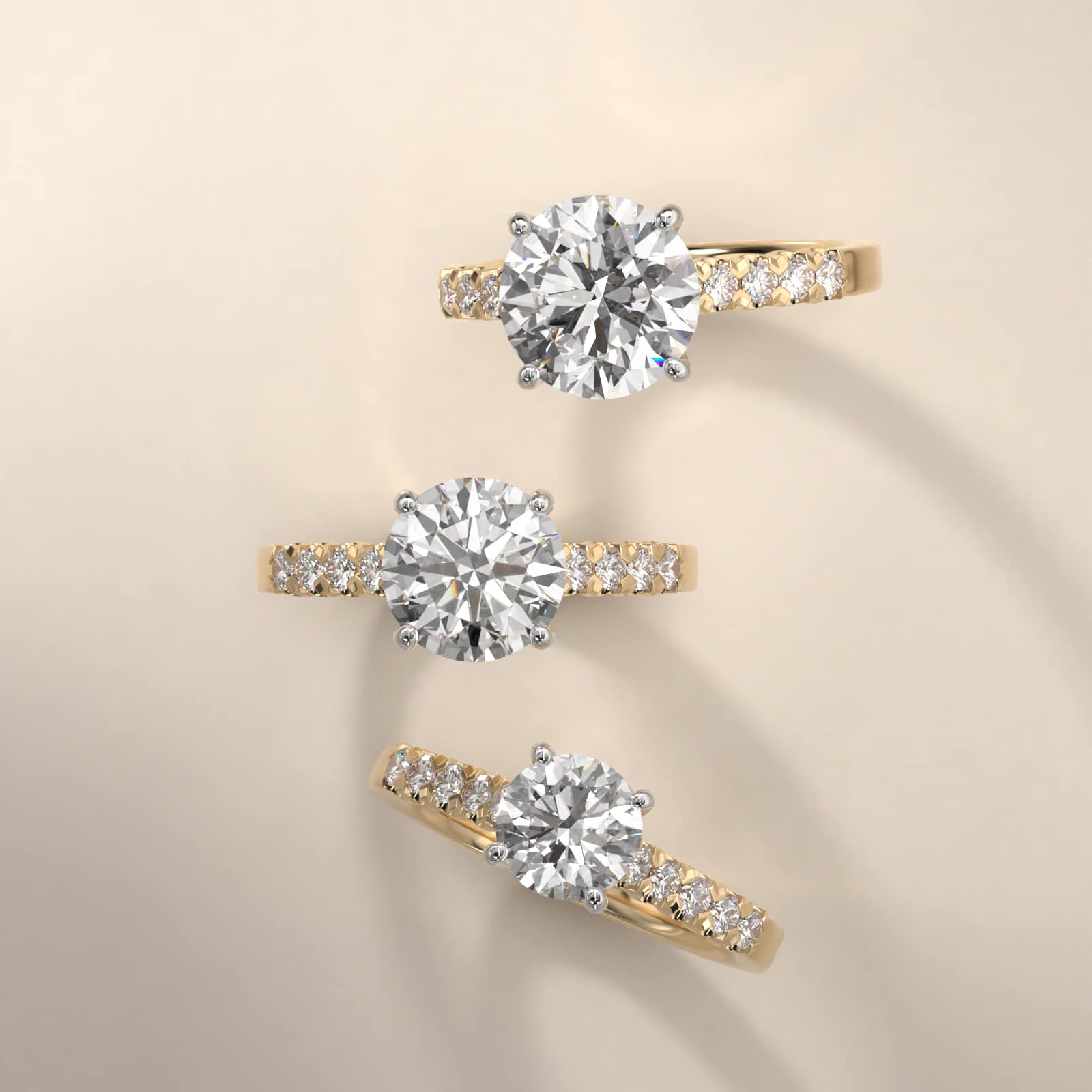 Fishtail Diamond Pavé Engagement Ring In 18K Yellow Gold