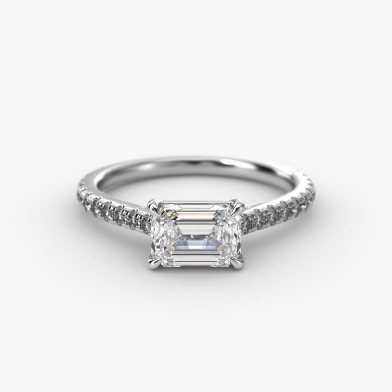 East West Pavé Cathedral Diamond Engagement Ring In Platinum
