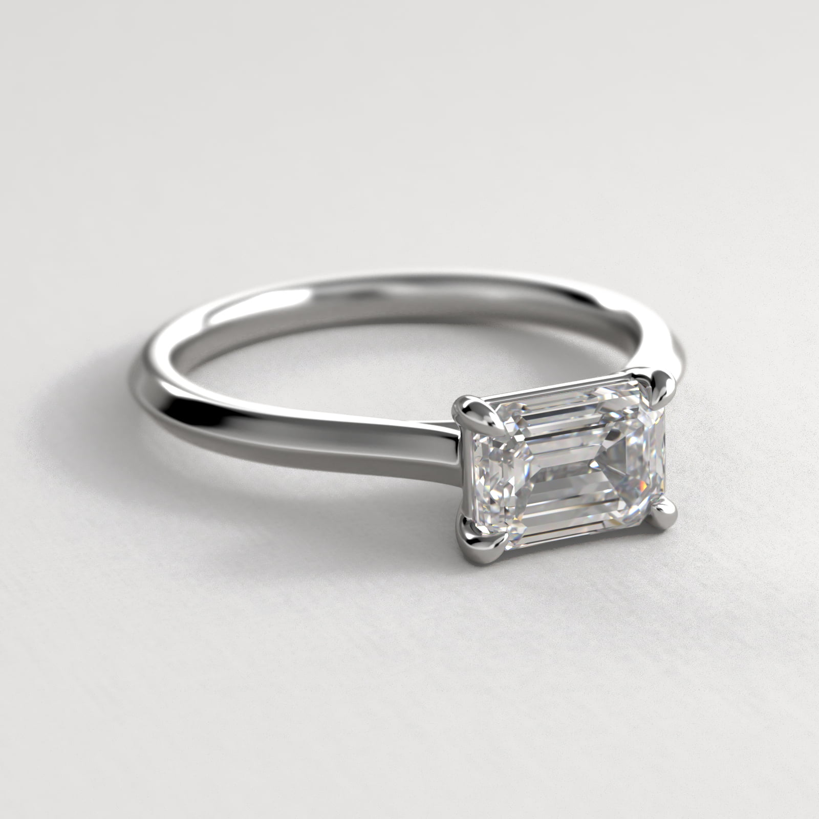 East West Knife Edge Cathedral Solitaire Engagement Ring In Platinum