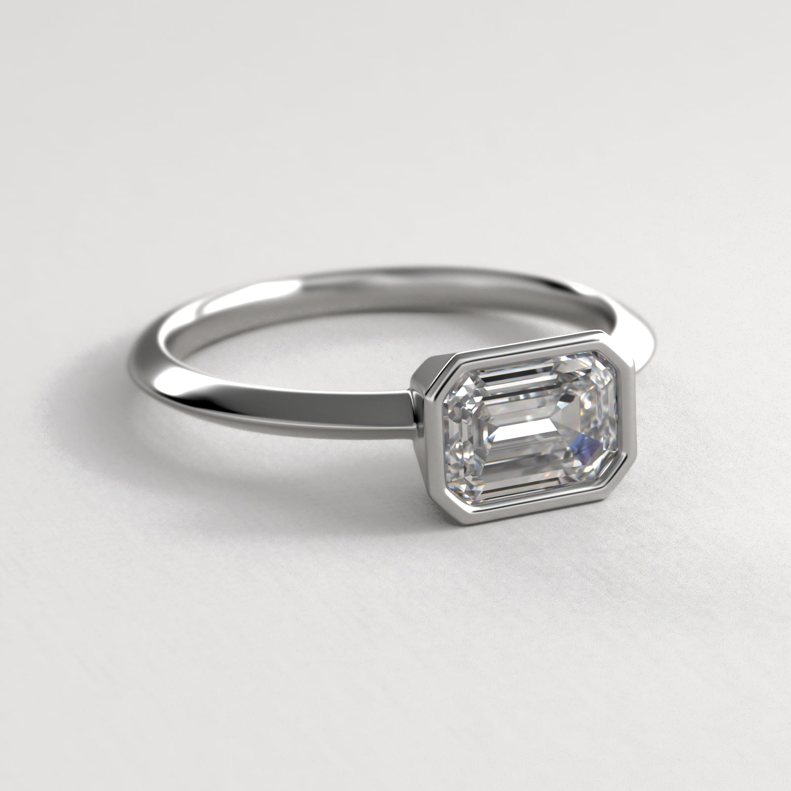 East West Knife Edge Bezel Solitaire Engagement Ring In Platinum