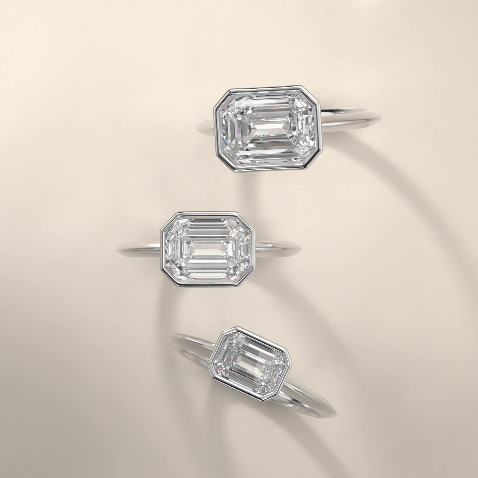 East West Knife Edge Bezel Solitaire Engagement Ring In Platinum