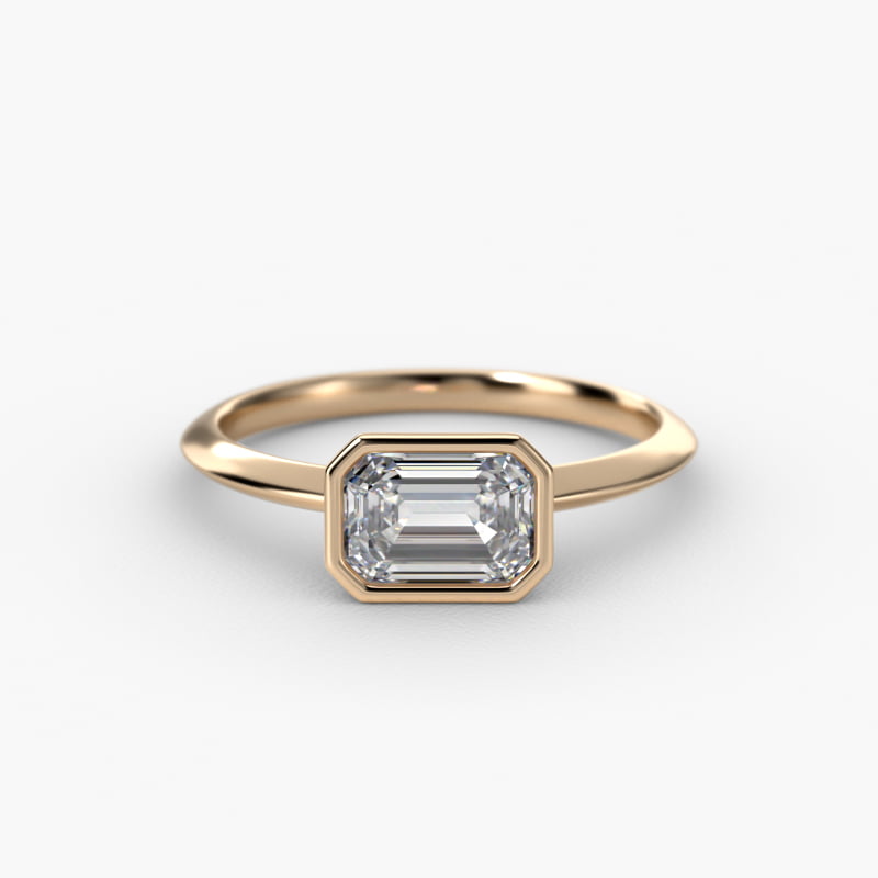 East West Knife Edge Bezel Solitaire Engagement Ring In 14K Yellow Gold