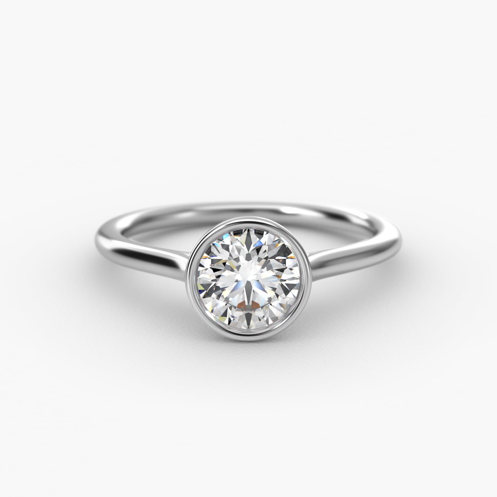 Comfort Fit Bezel Set Solitaire Engagement Ring In Platinum