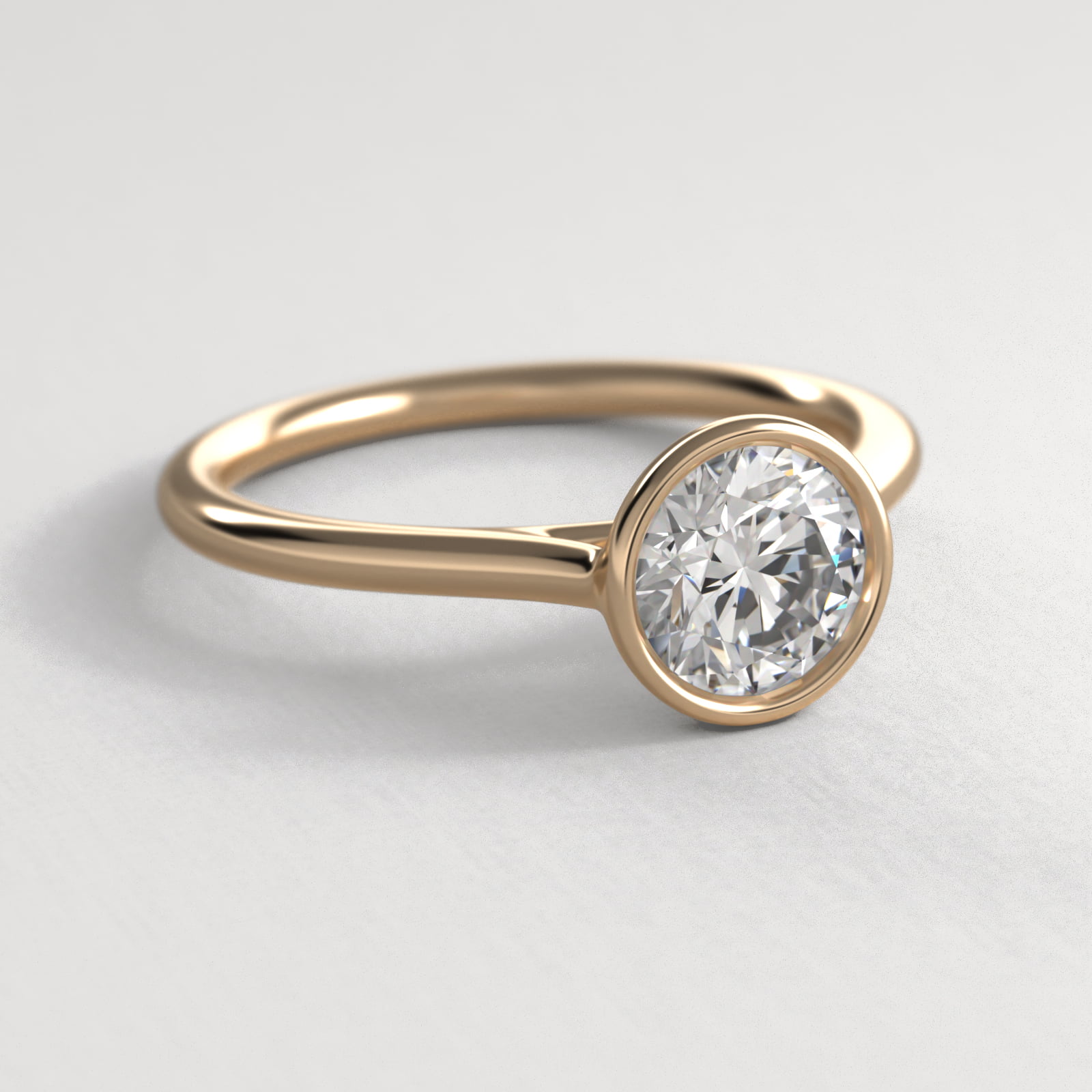 Comfort Fit Bezel Set Solitaire Engagement Ring In 18K Yellow Gold