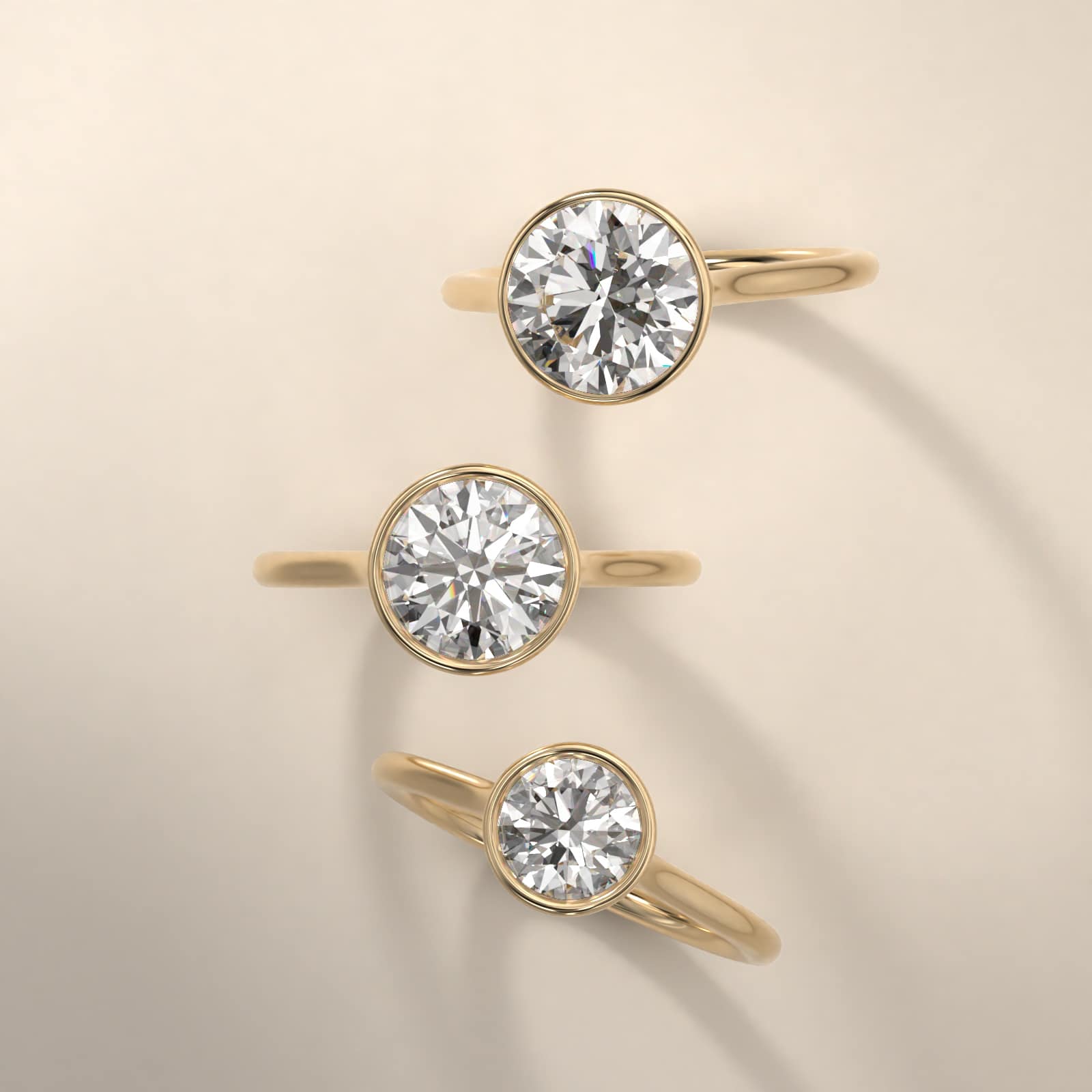 Comfort Fit Bezel Set Solitaire Engagement Ring In 18K Yellow Gold