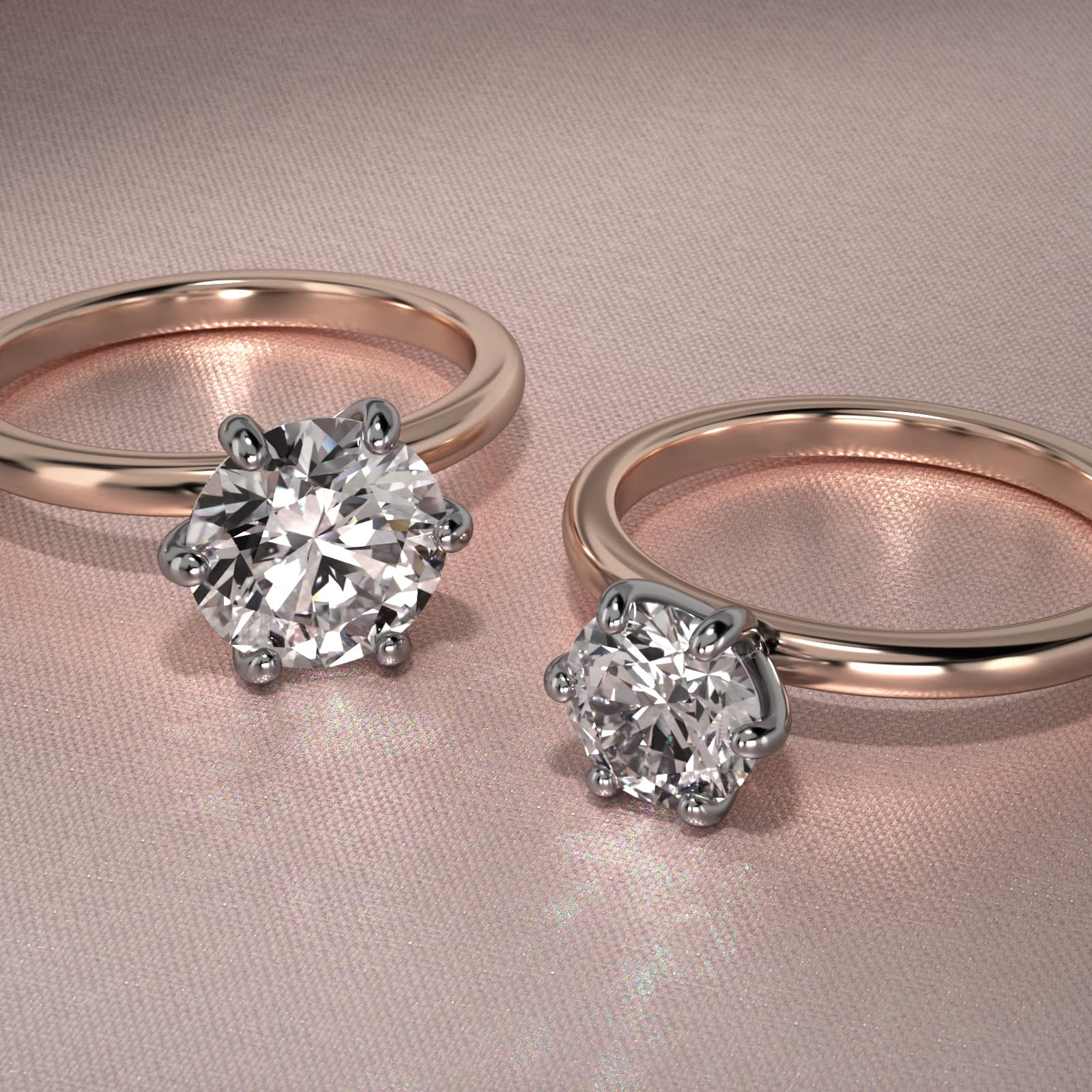 Six Prong Solitaire Engagement Ring In 14K Rose Gold