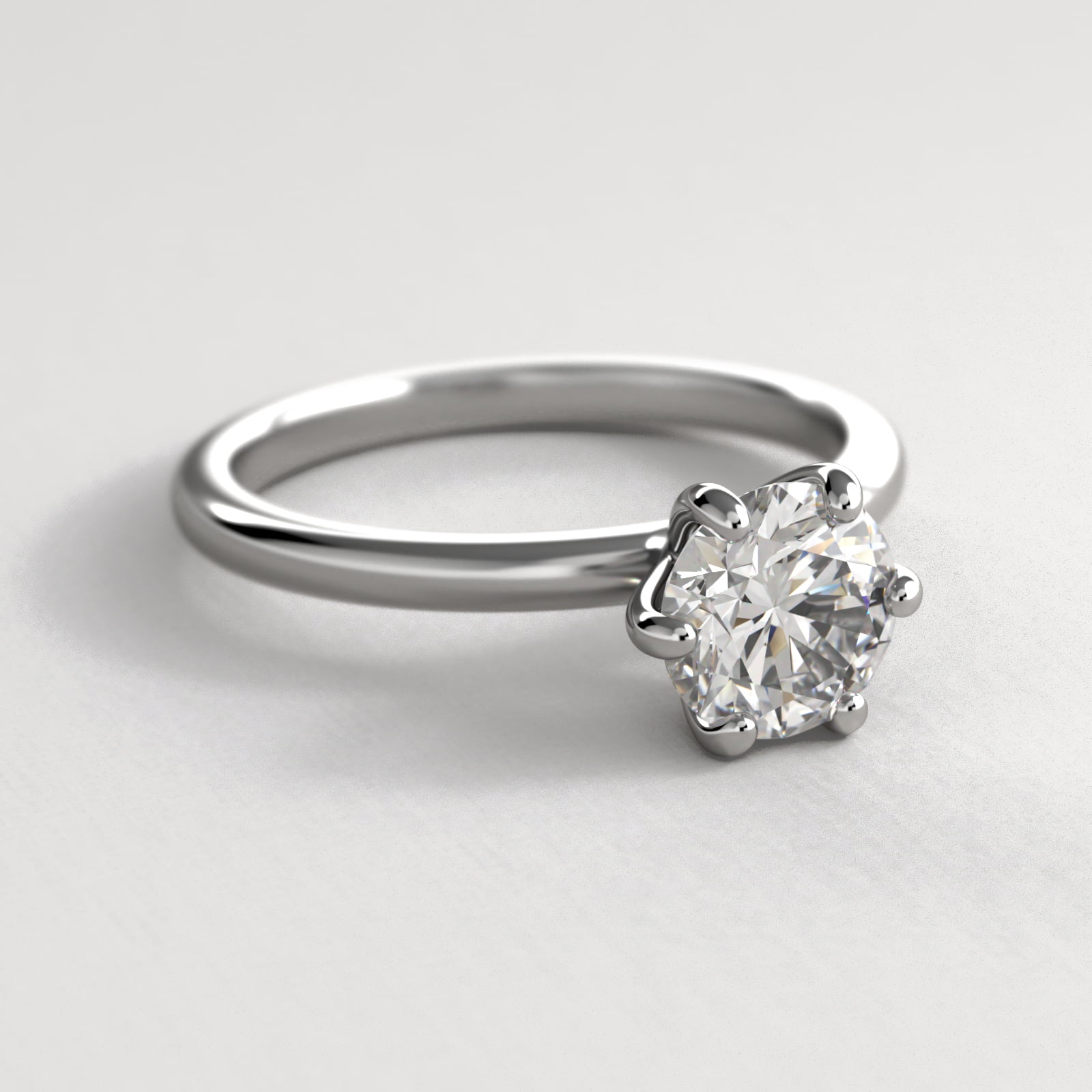 Six Prong Solitaire Engagement Ring In Platinum