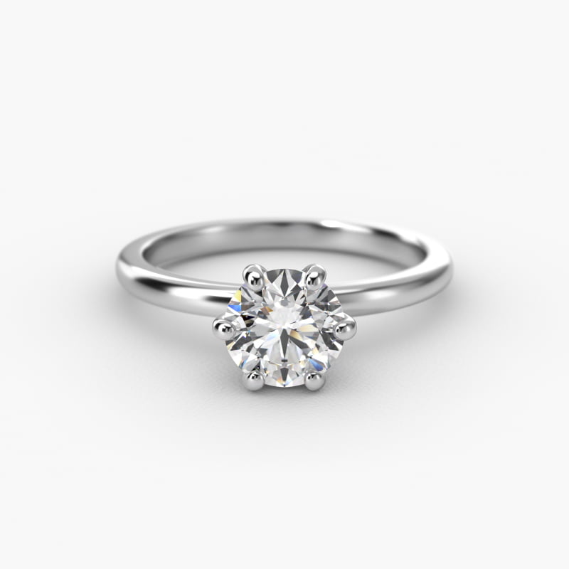 Six Prong Solitaire Engagement Ring In Platinum