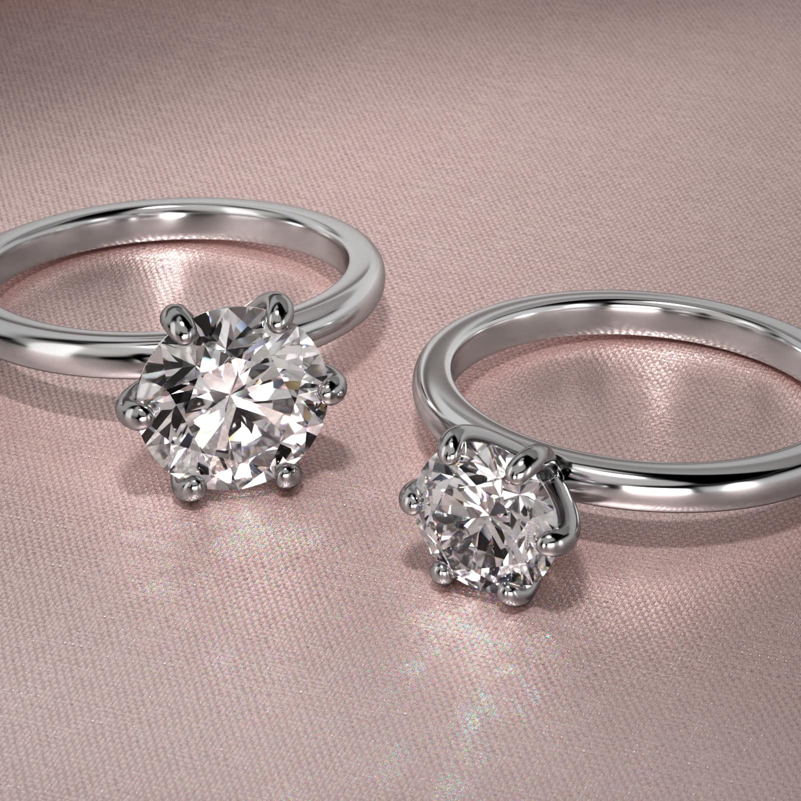 Six Prong Solitaire Engagement Ring In 14K White Gold