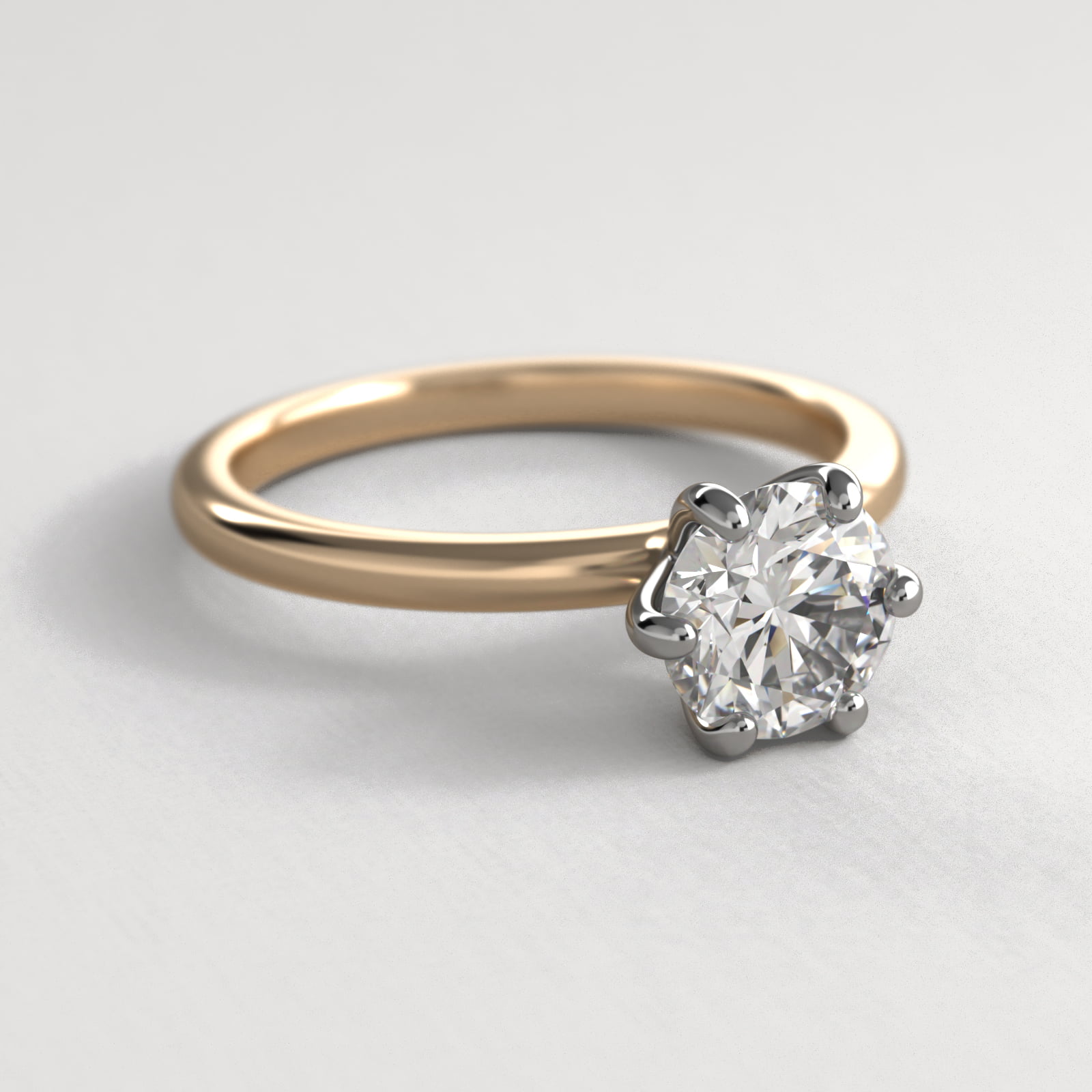Six Prong Solitaire Engagement Ring In 18K Yellow Gold
