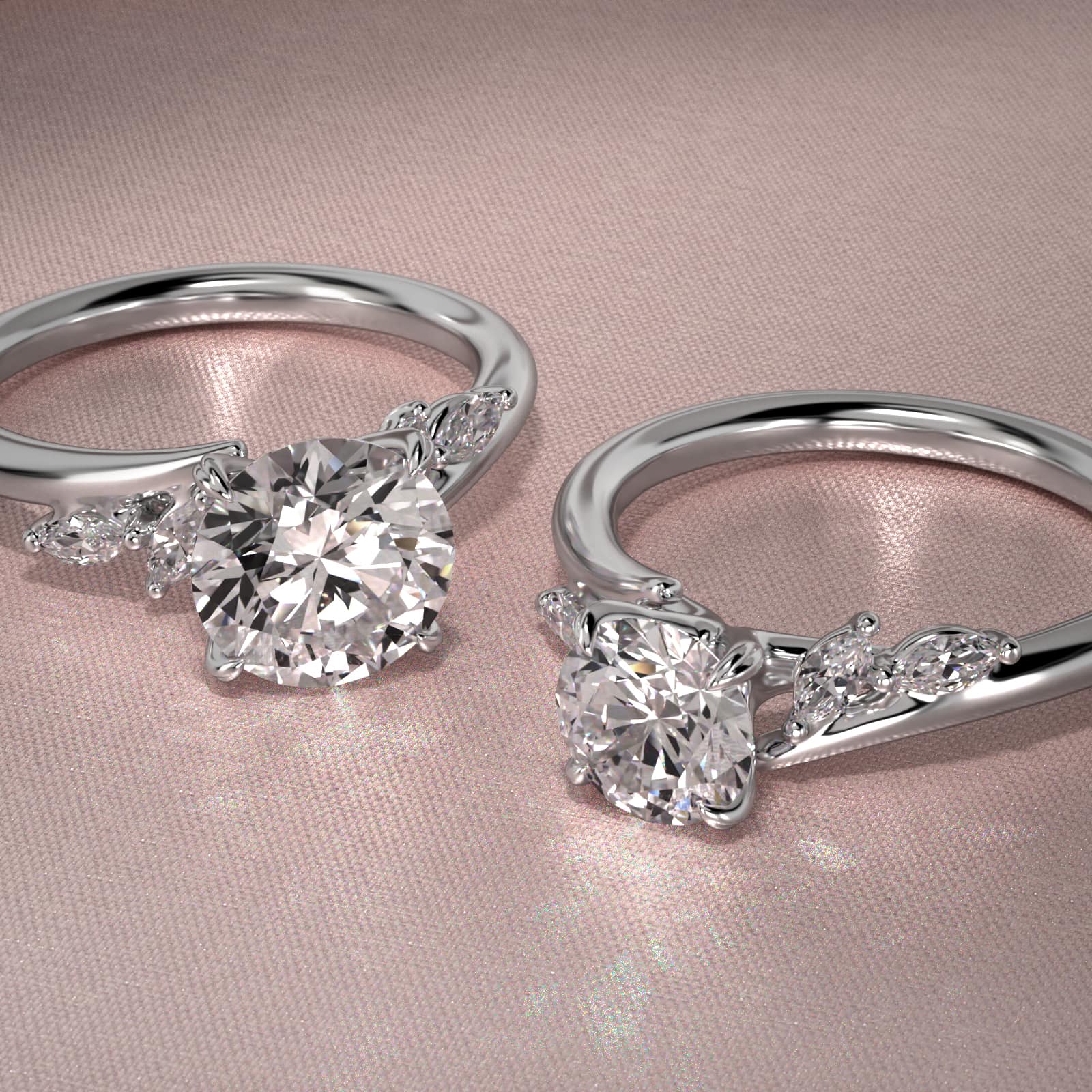 Bypass Marquise Array Side Stone Diamond Engagement Ring In Platinum