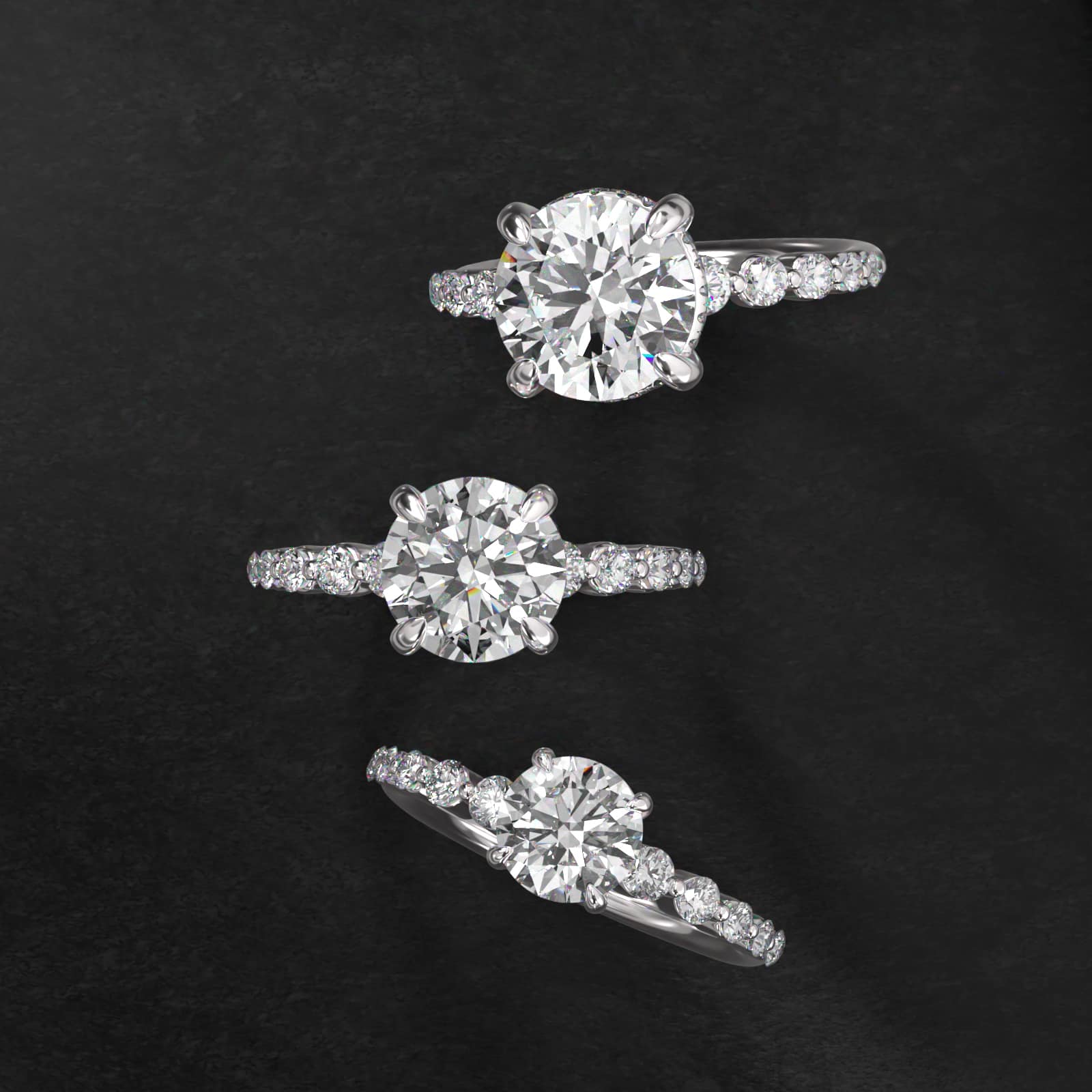 Diamond Escalade Side Stone Engagement Ring In Platinum