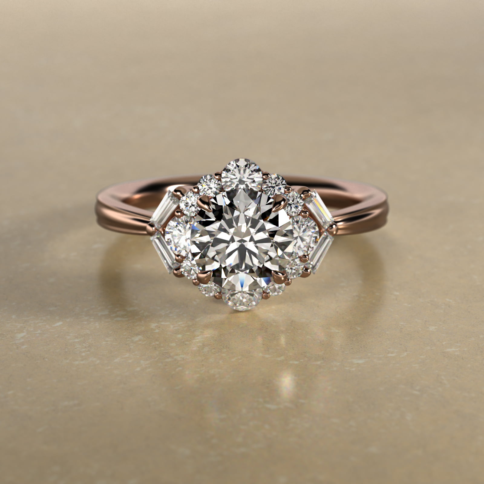 Glamour Halo Vintage-Style Engagement Ring In 14K Rose Gold