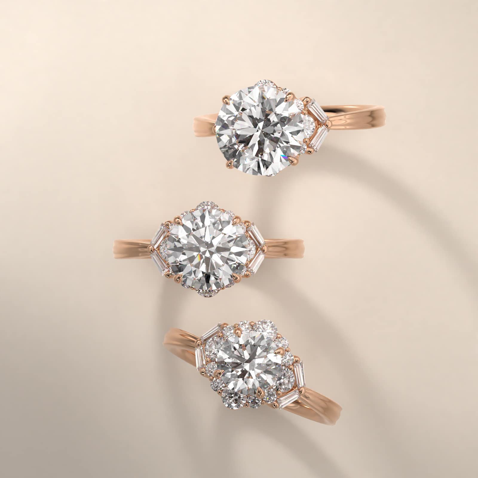 Glamour Halo Vintage-Style Engagement Ring In 14K Rose Gold