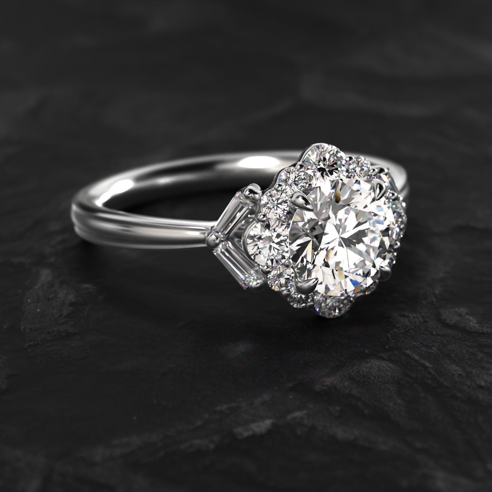 Glamour Halo Vintage-Style Engagement Ring In Platinum