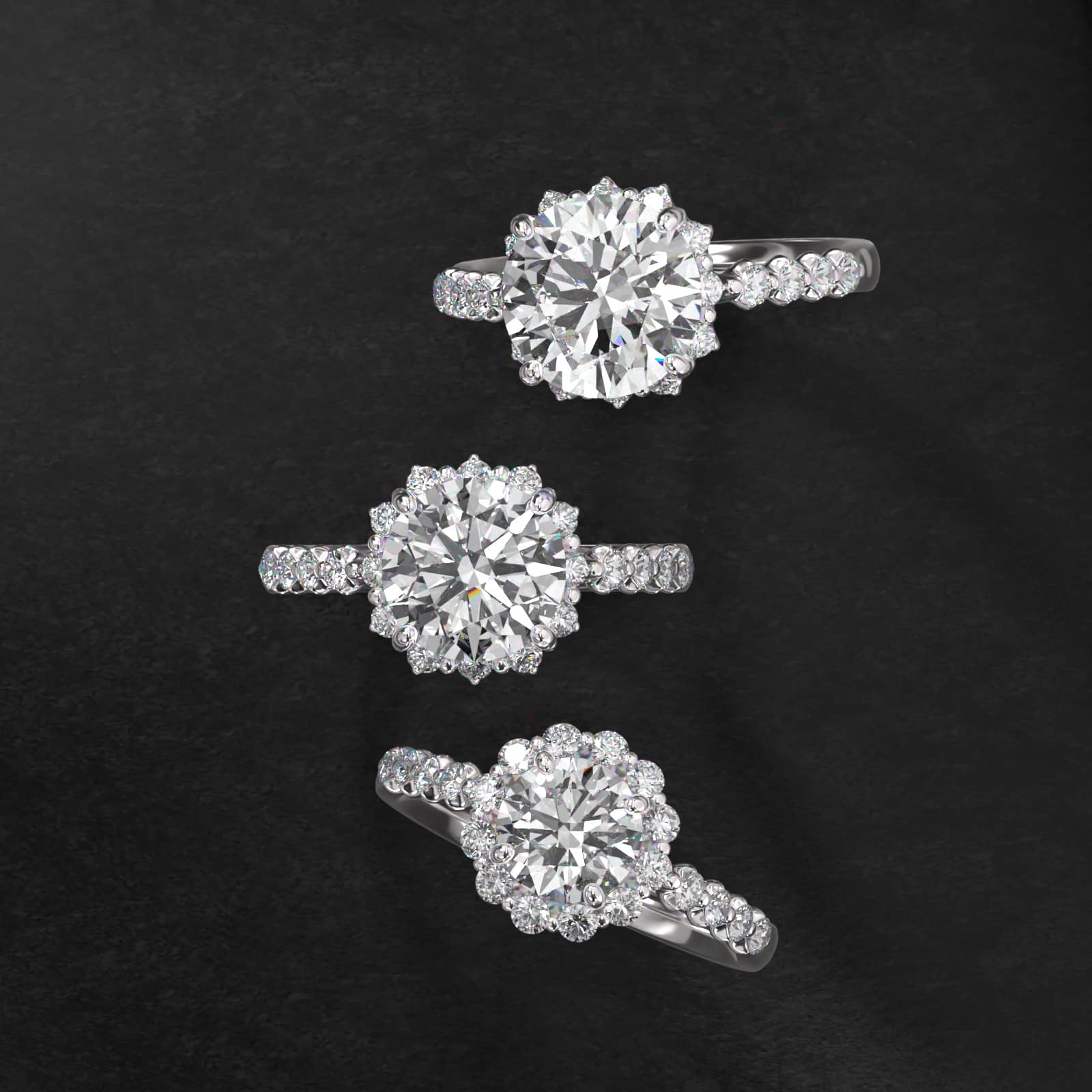 Scalloped Diamond Halo Cathedral Engagement Ring In Platinum