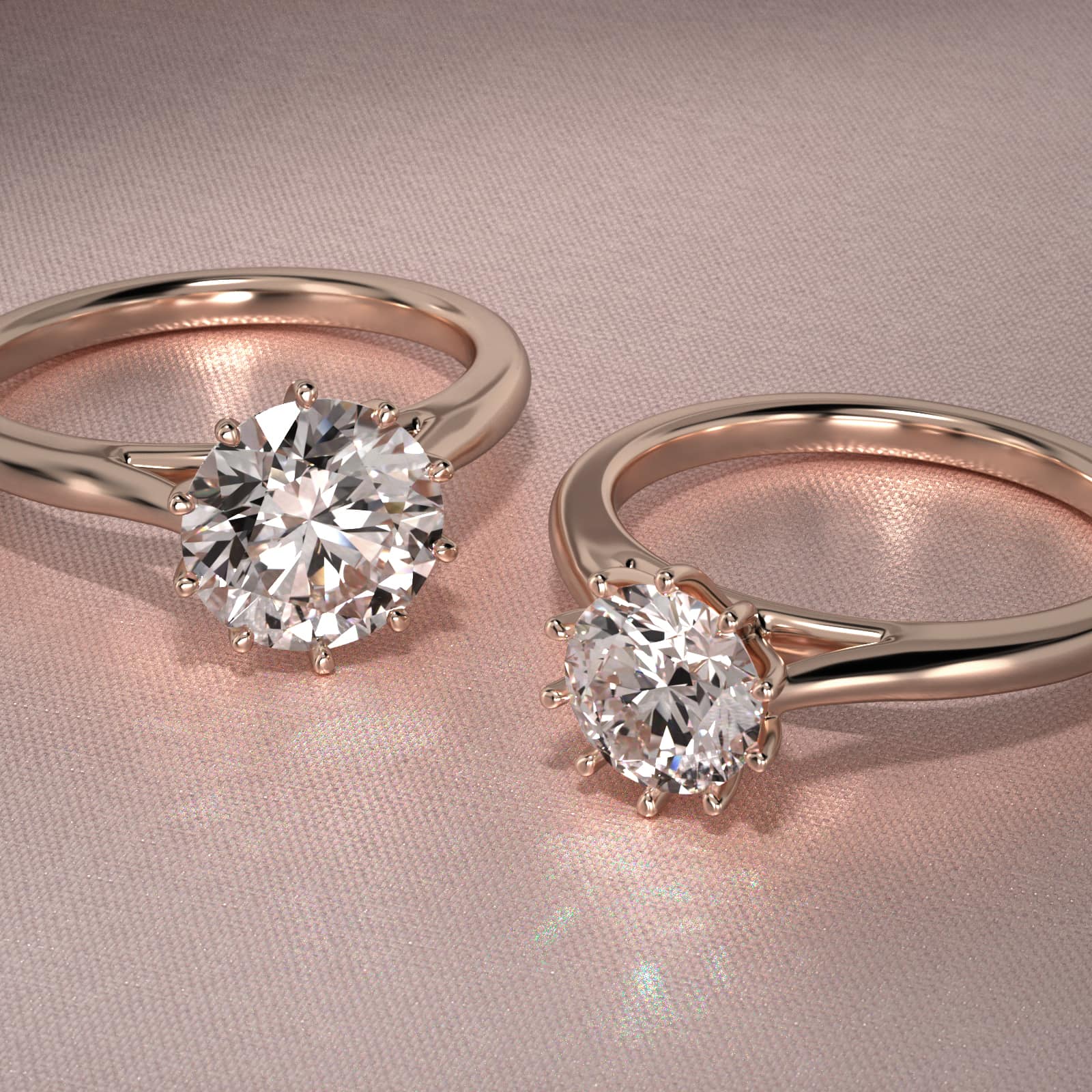 Ten Prong Solitaire Engagement Ring In 14K Rose Gold