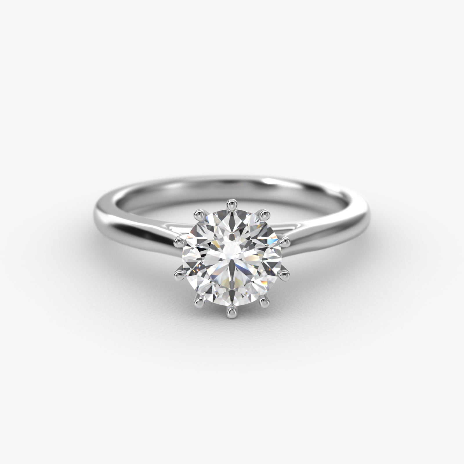 Ten Prong Solitaire Engagement Ring In Platinum