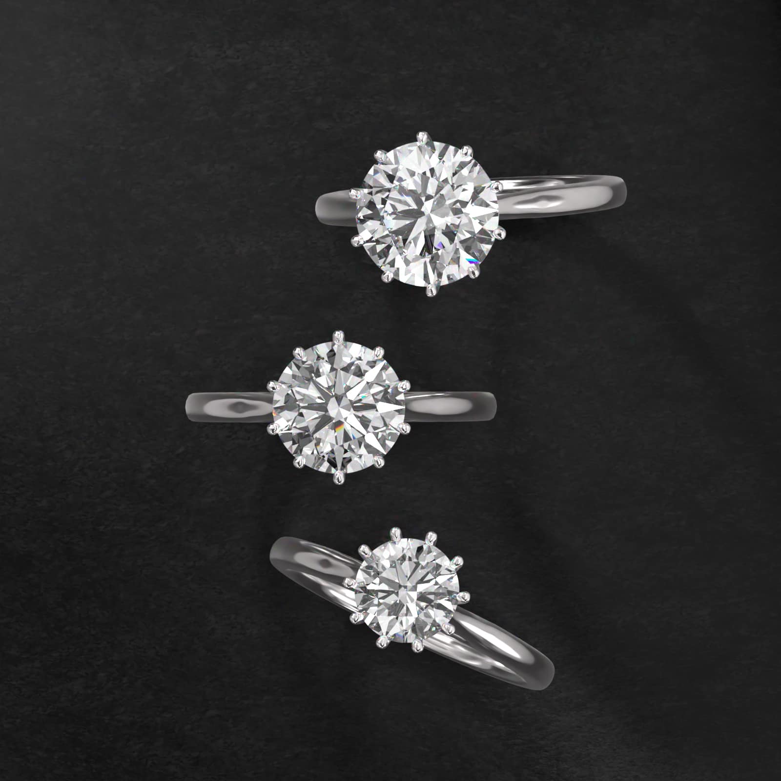 Ten Prong Solitaire Engagement Ring In Platinum